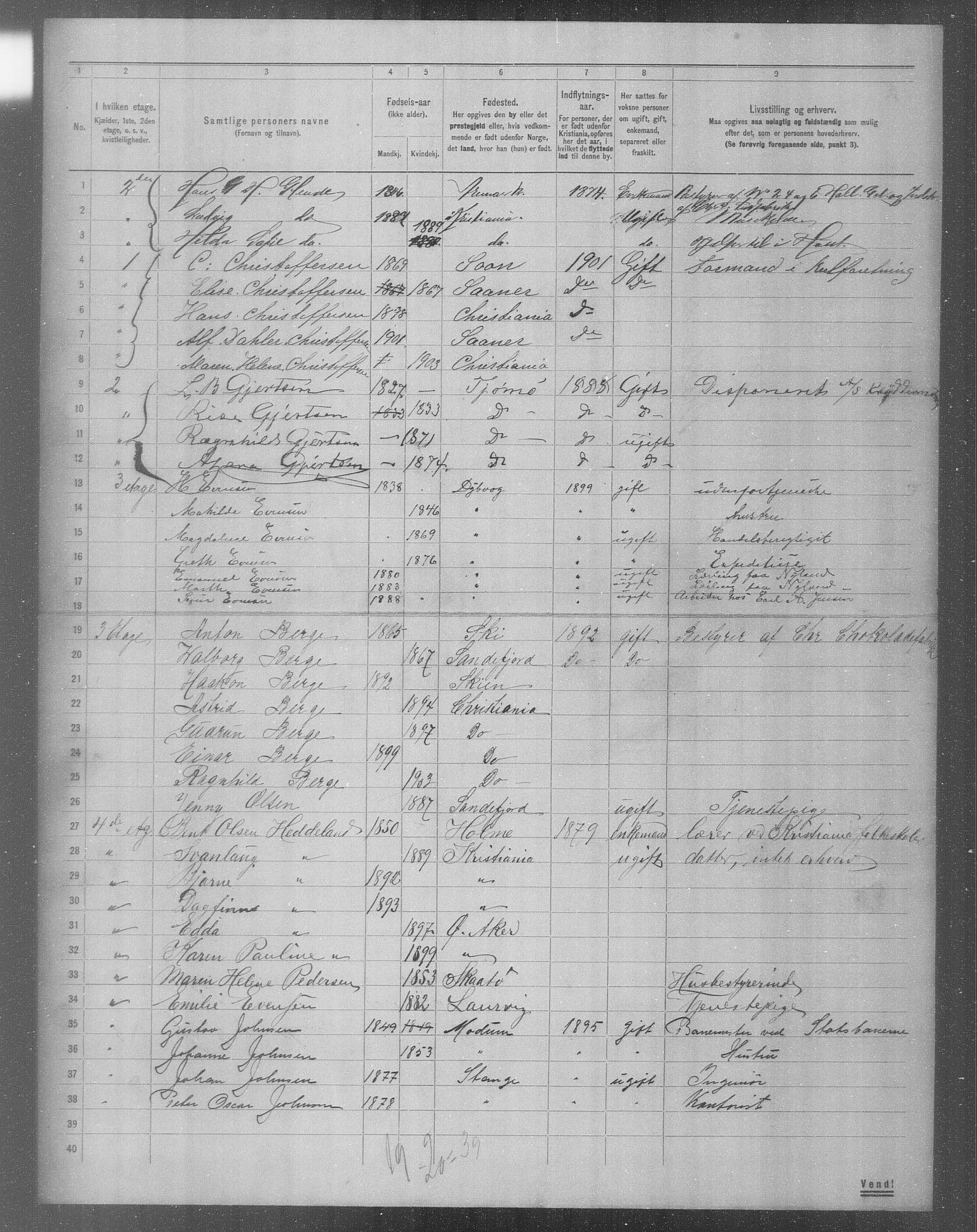 OBA, Municipal Census 1904 for Kristiania, 1904, p. 7832