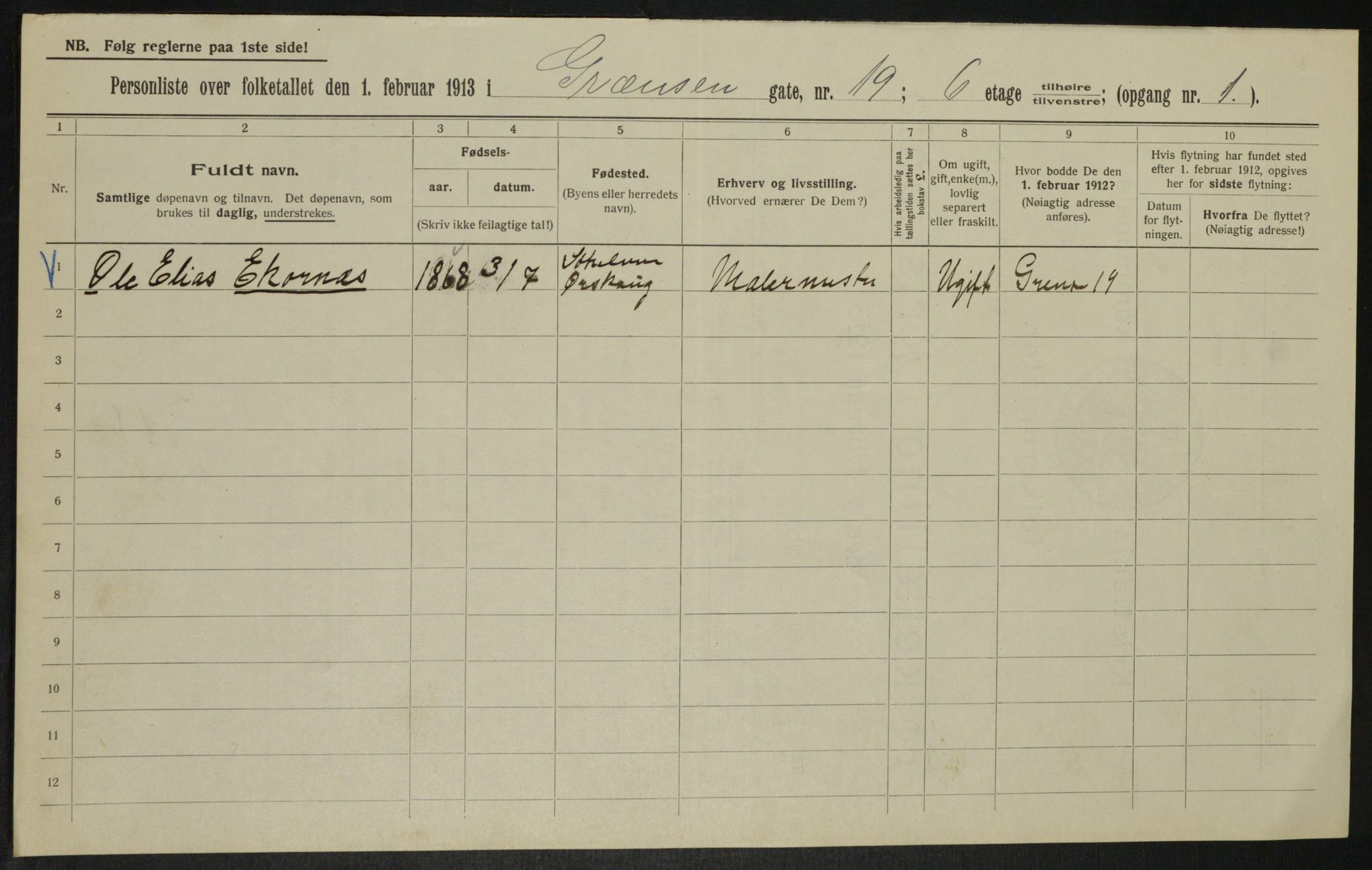 OBA, Municipal Census 1913 for Kristiania, 1913, p. 29957