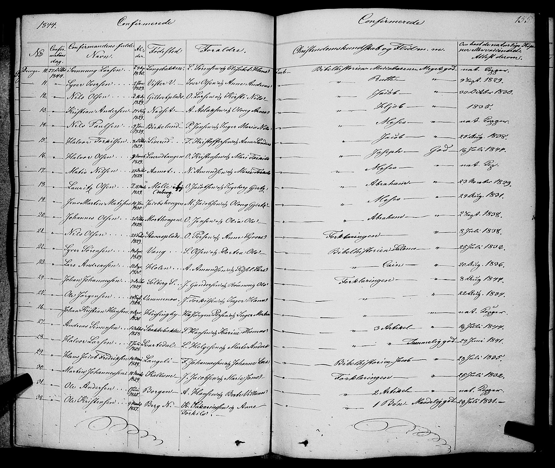 Skiptvet prestekontor Kirkebøker, SAO/A-20009/F/Fa/L0006: Parish register (official) no. 6, 1839-1860, p. 155