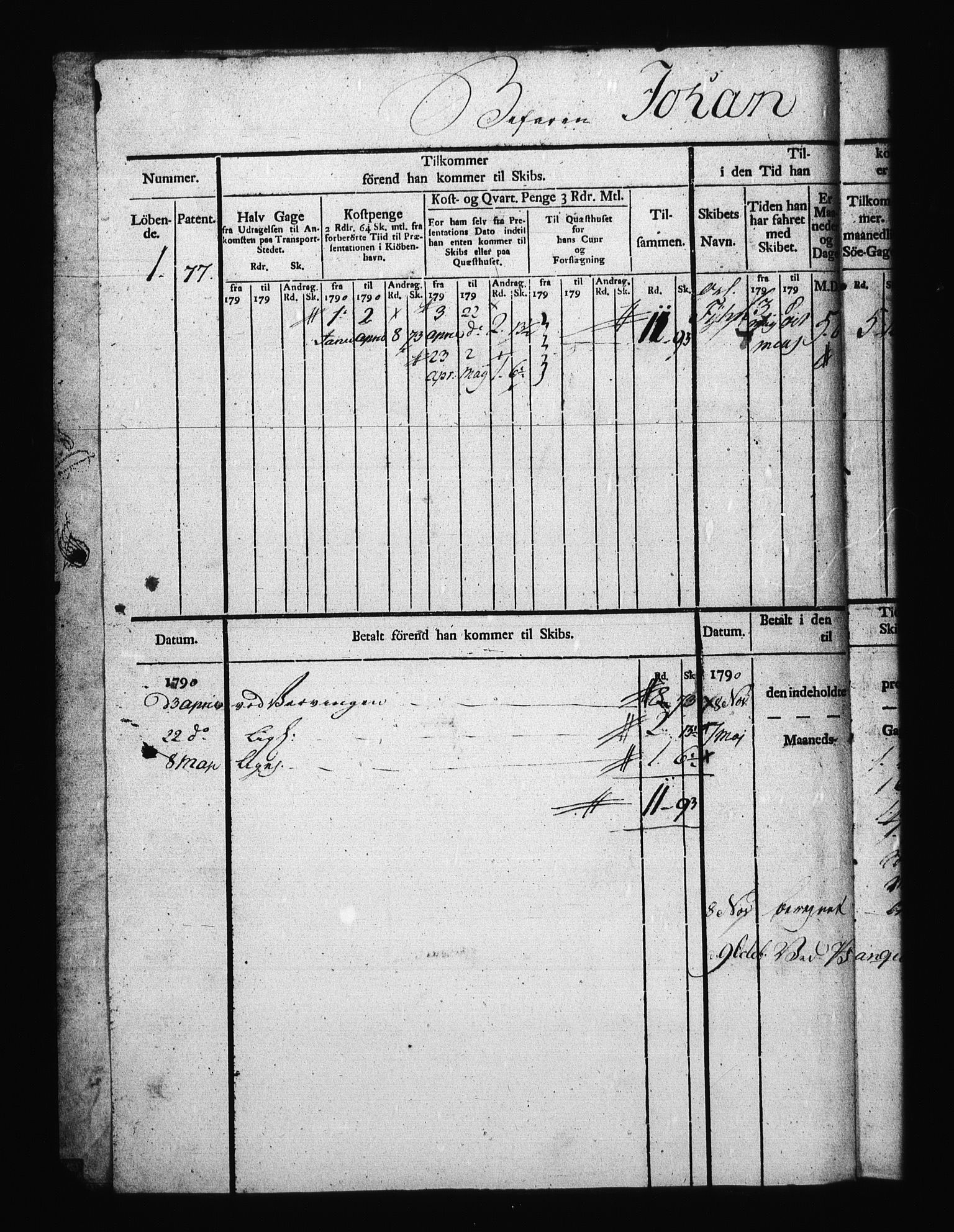 Sjøetaten, AV/RA-EA-3110/F/L0109: Bragernes distrikt, bind 1, 1790