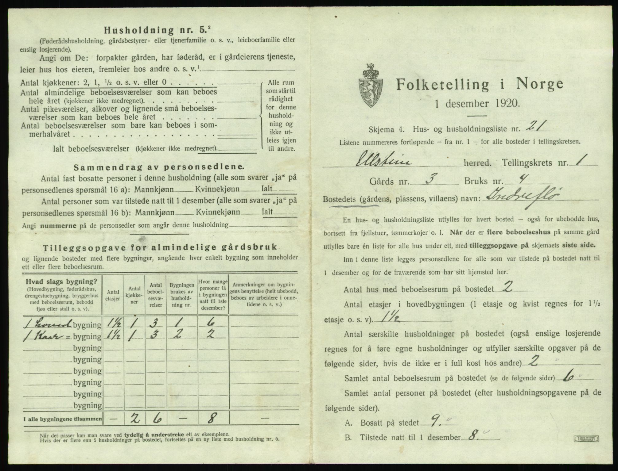 SAT, 1920 census for Ulstein, 1920, p. 88