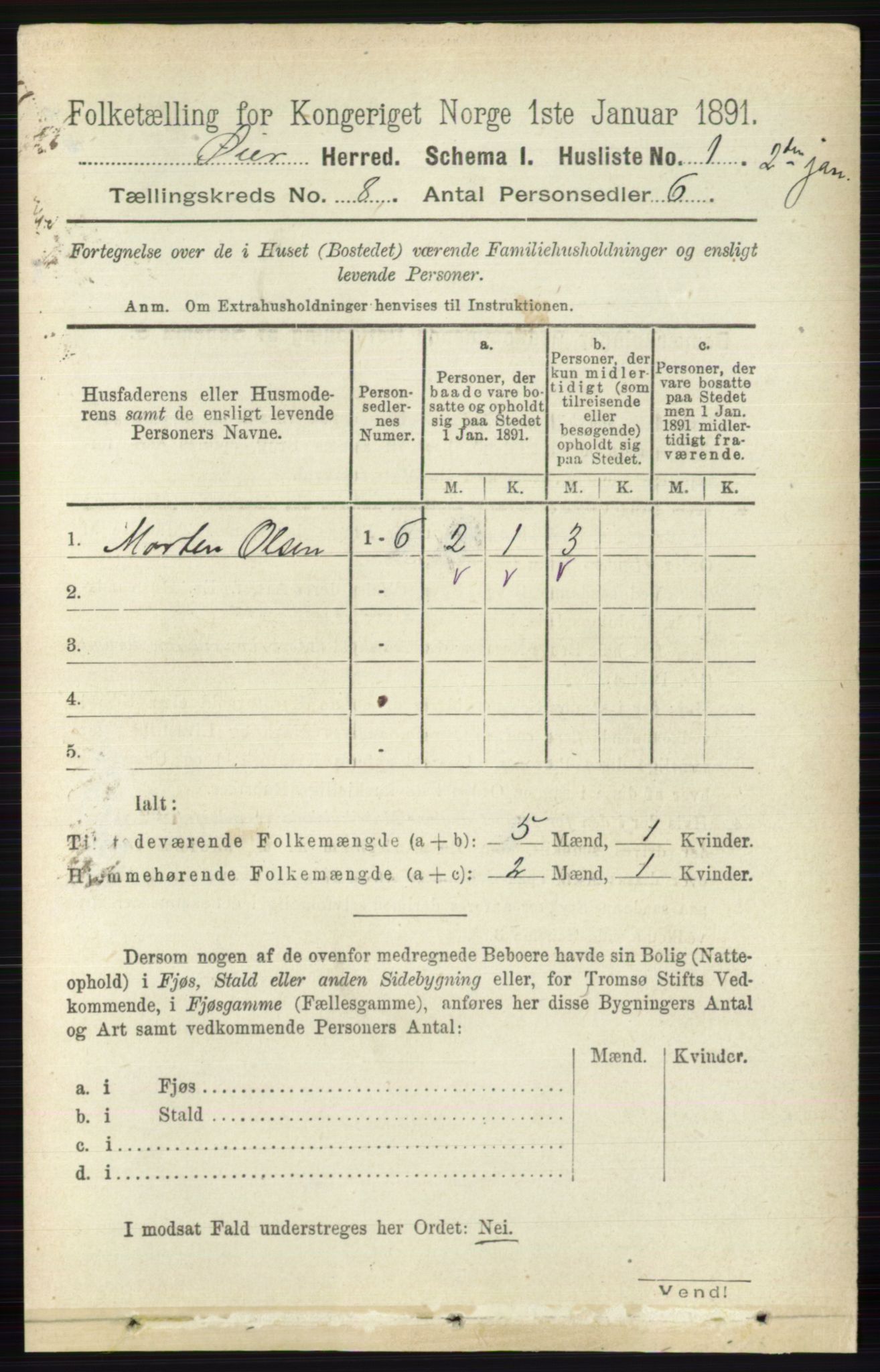 RA, 1891 census for 0521 Øyer, 1891, p. 2646