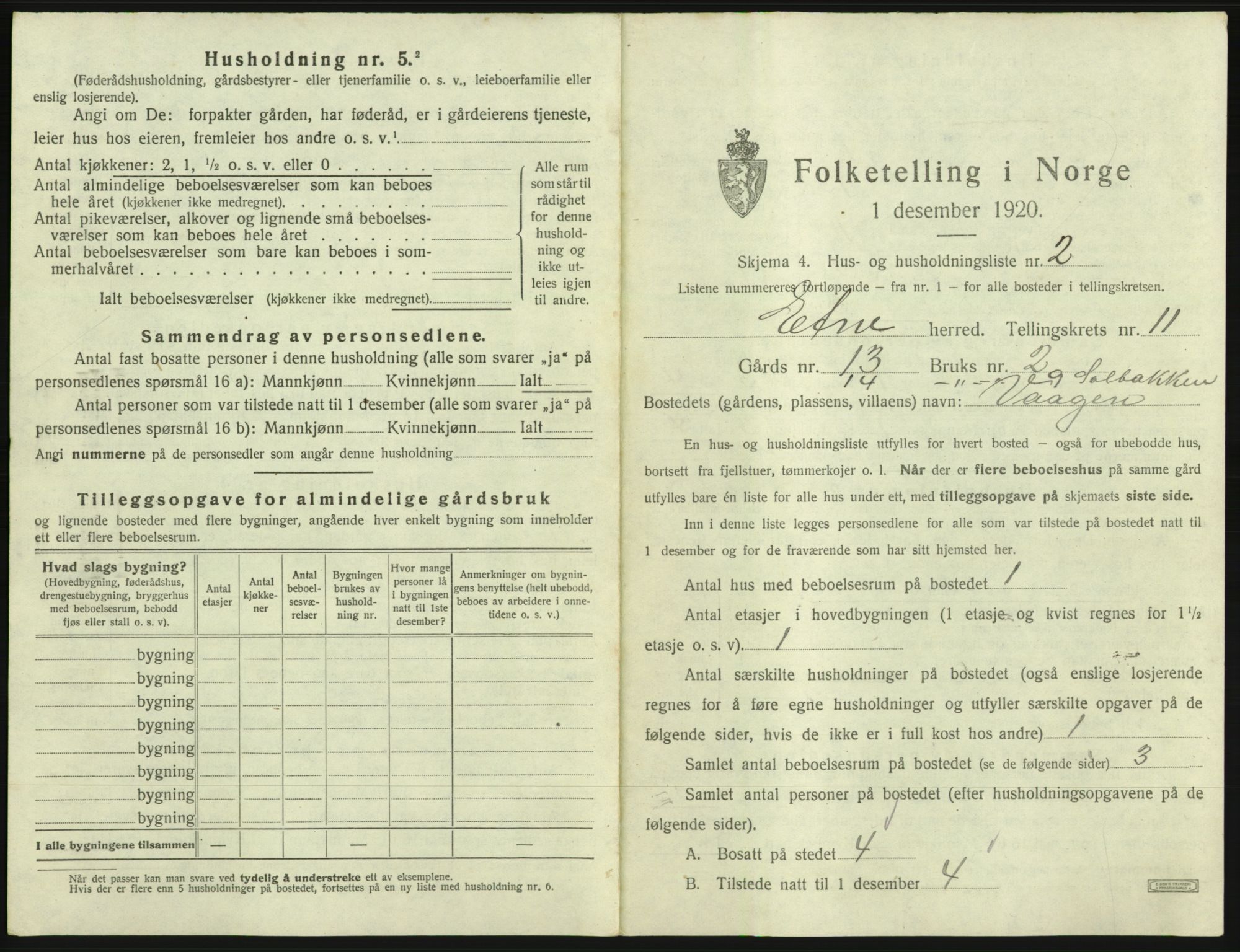 SAB, 1920 census for Etne, 1920, p. 877