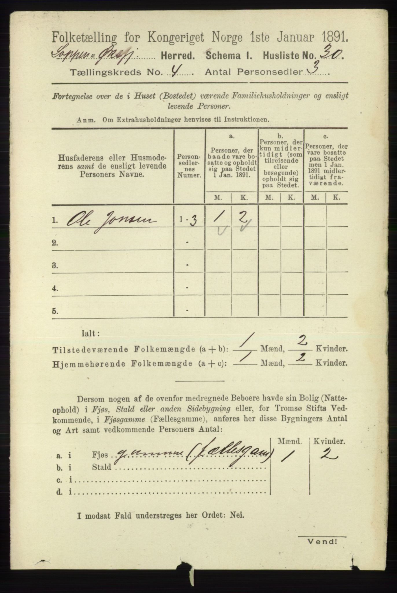 RA, 1891 census for 2014 Loppa, 1891, p. 846