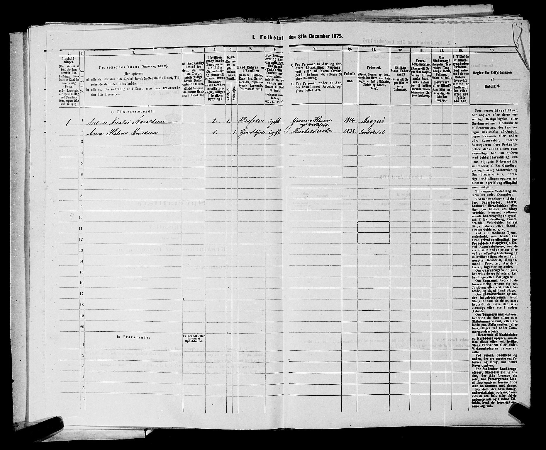 SAKO, 1875 census for 0801P Kragerø, 1875, p. 143