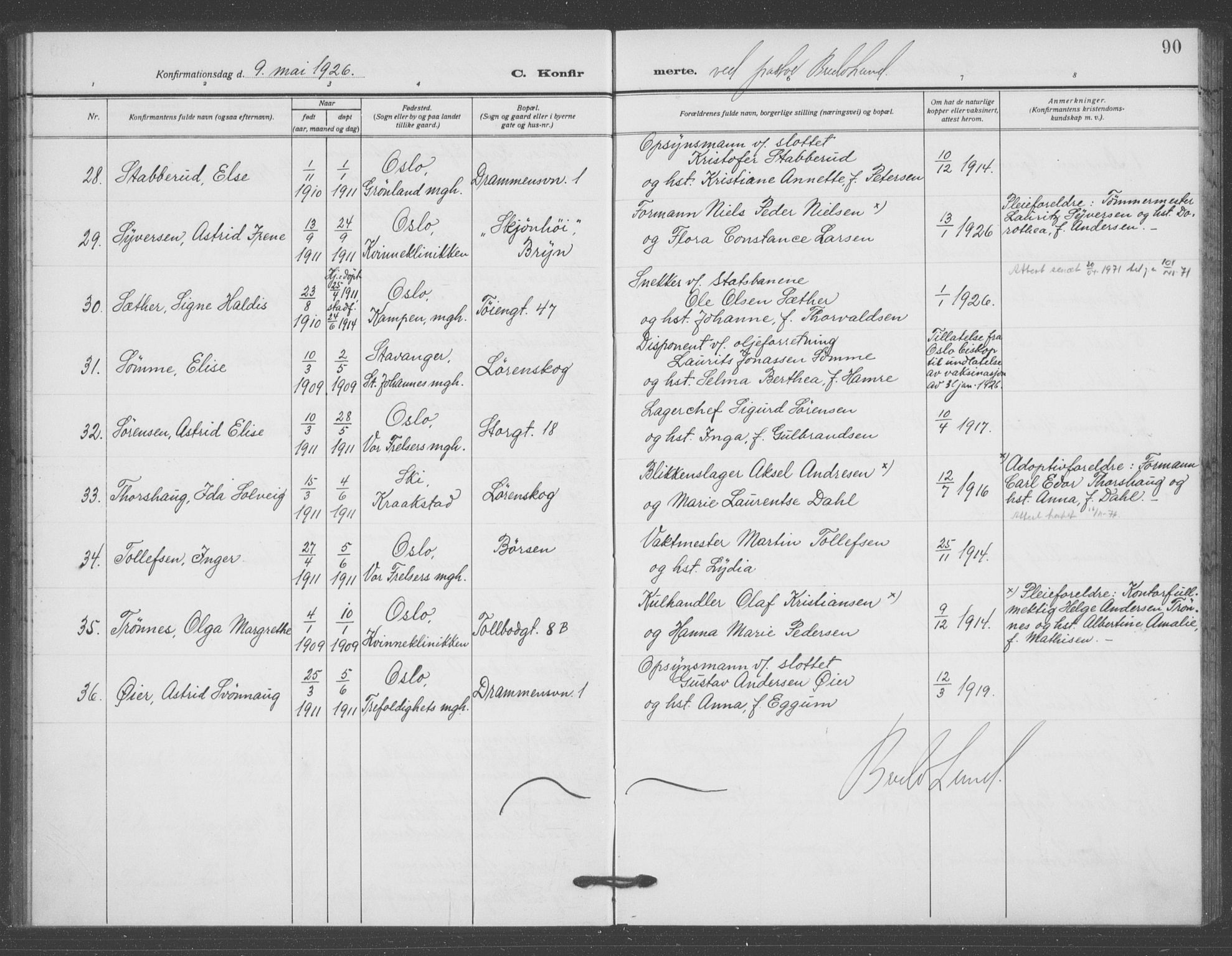 Oslo domkirke Kirkebøker, SAO/A-10752/F/Fa/L0031: Parish register (official) no. 31, 1918-1941, p. 90