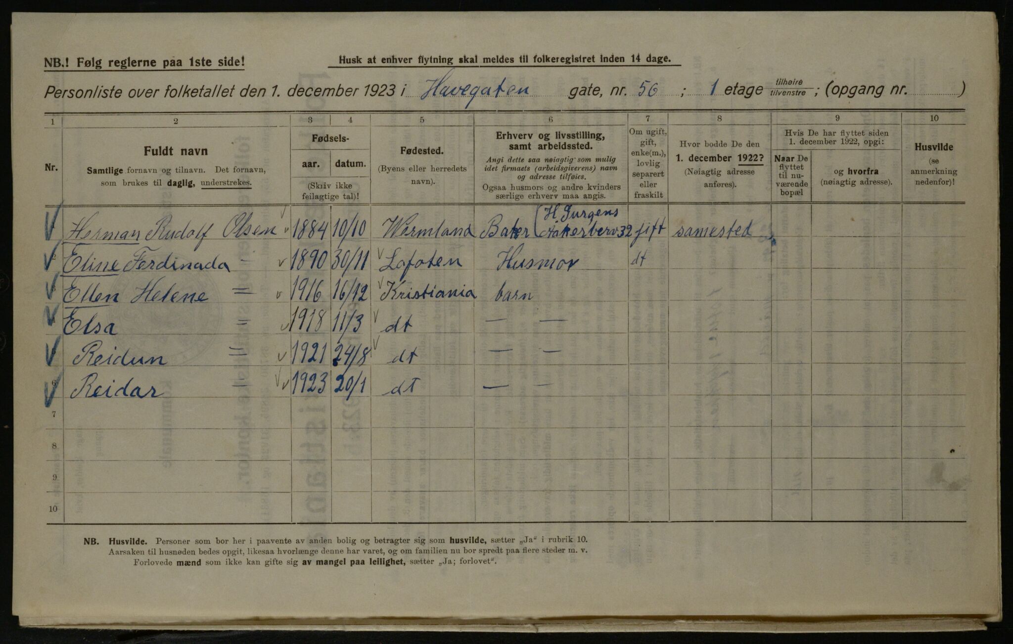 OBA, Municipal Census 1923 for Kristiania, 1923, p. 38048