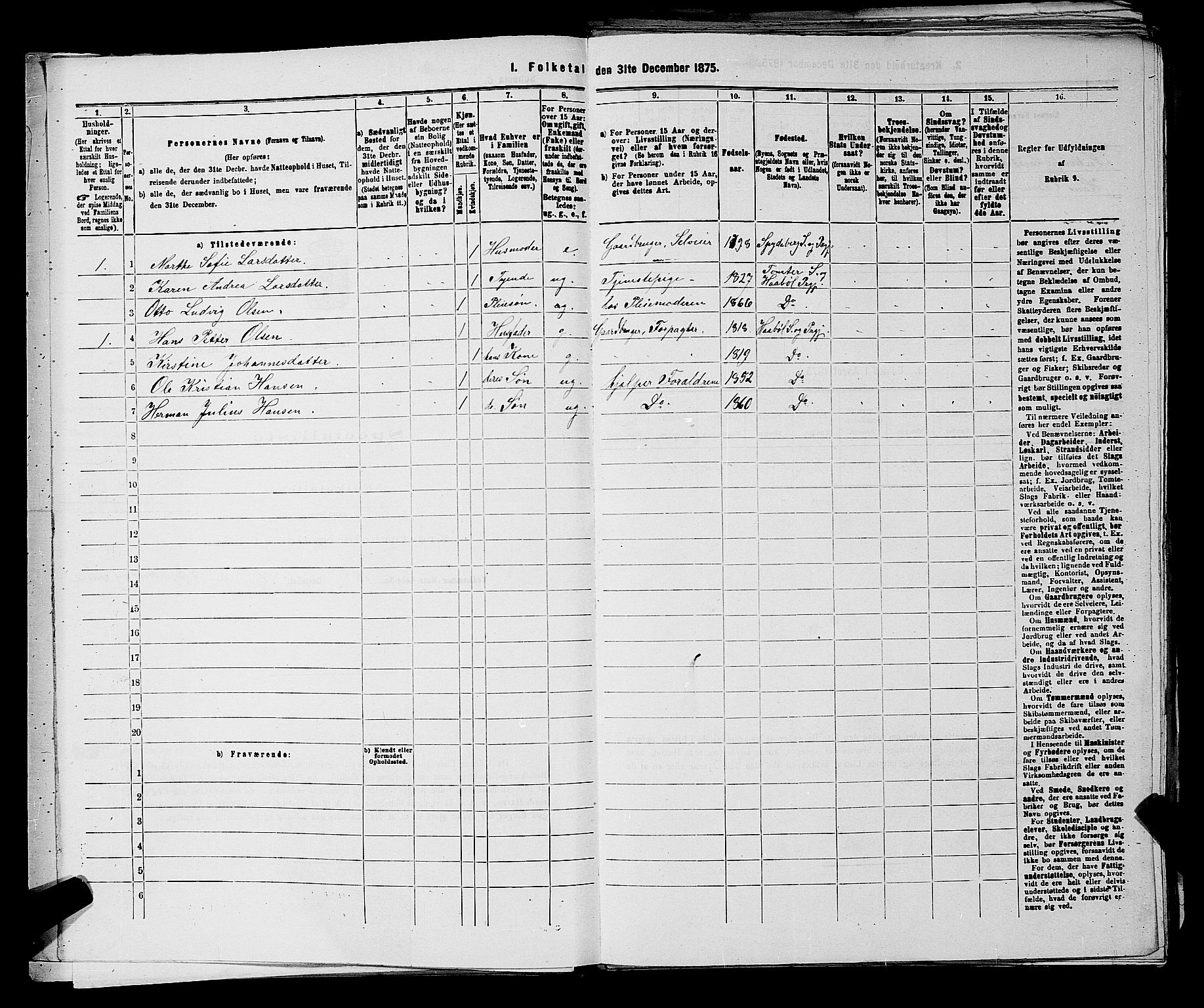 RA, 1875 census for 0138P Hobøl, 1875, p. 208