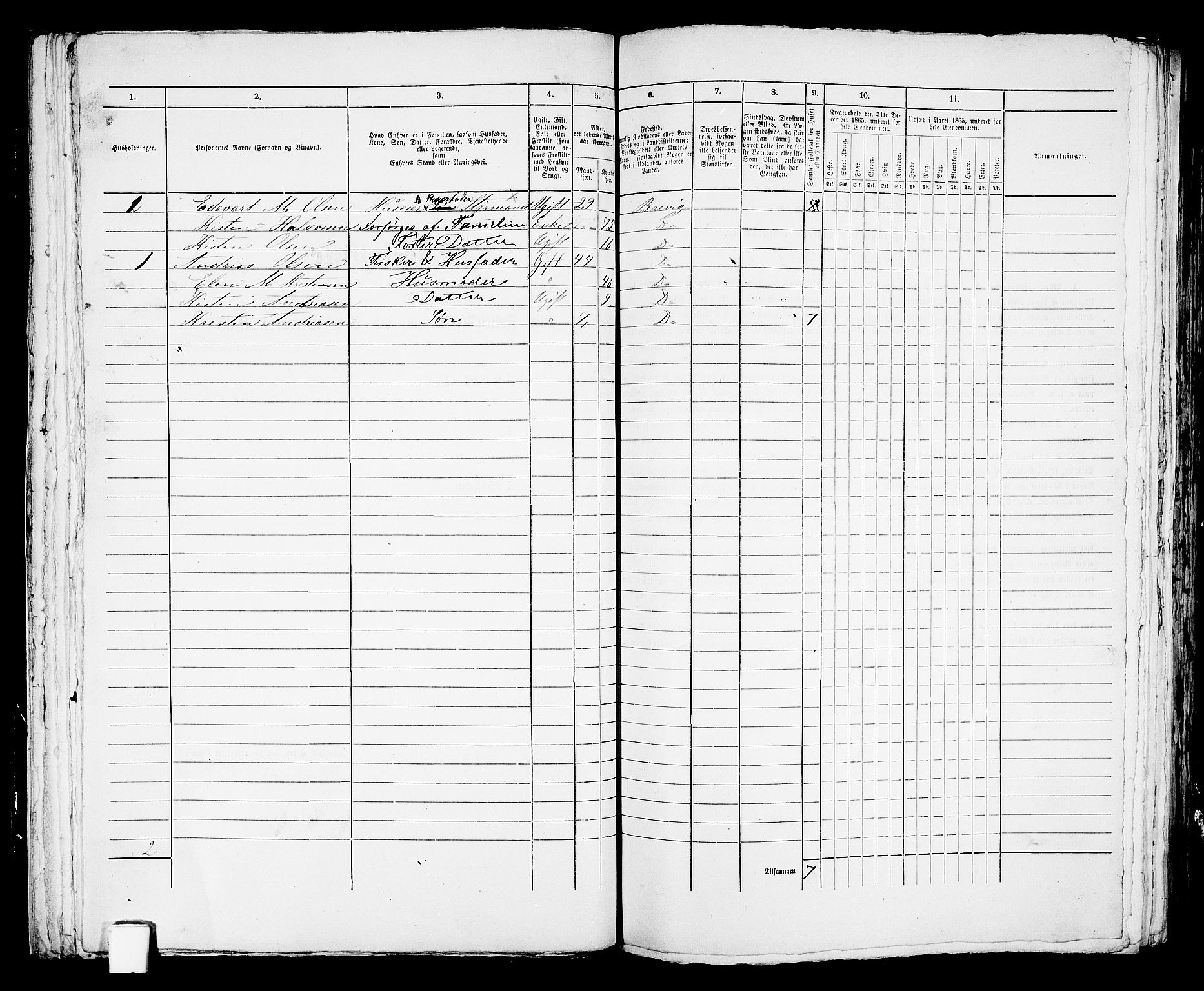 RA, 1865 census for Brevik, 1865, p. 418