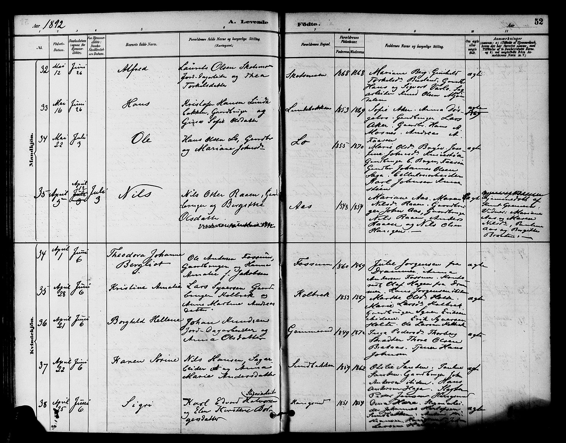 Eiker kirkebøker, SAKO/A-4/F/Fb/L0002: Parish register (official) no. II 2, 1889-1896, p. 52