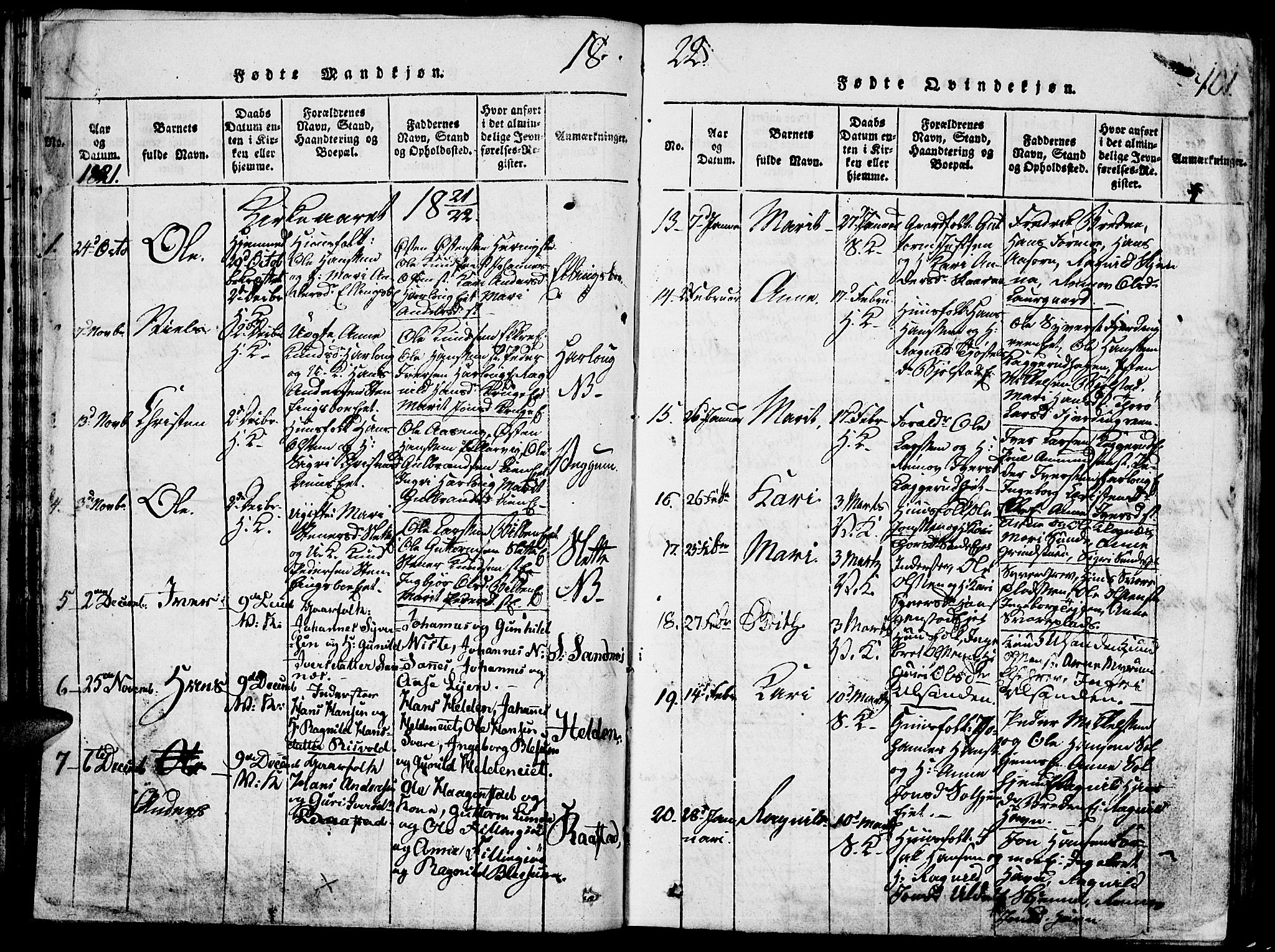 Vågå prestekontor, SAH/PREST-076/H/Ha/Hab/L0001: Parish register (copy) no. 1, 1815-1827, p. 100-101
