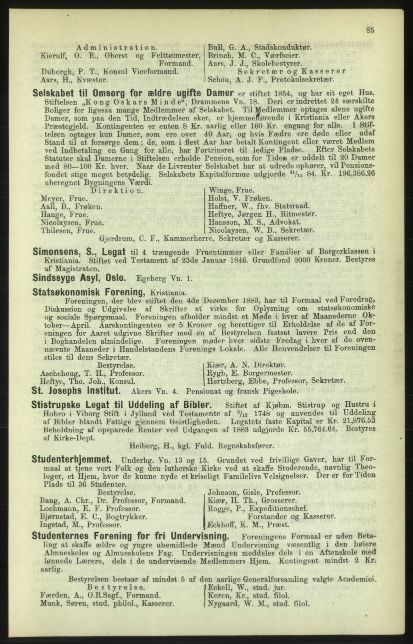 Kristiania/Oslo adressebok, PUBL/-, 1886, p. 85