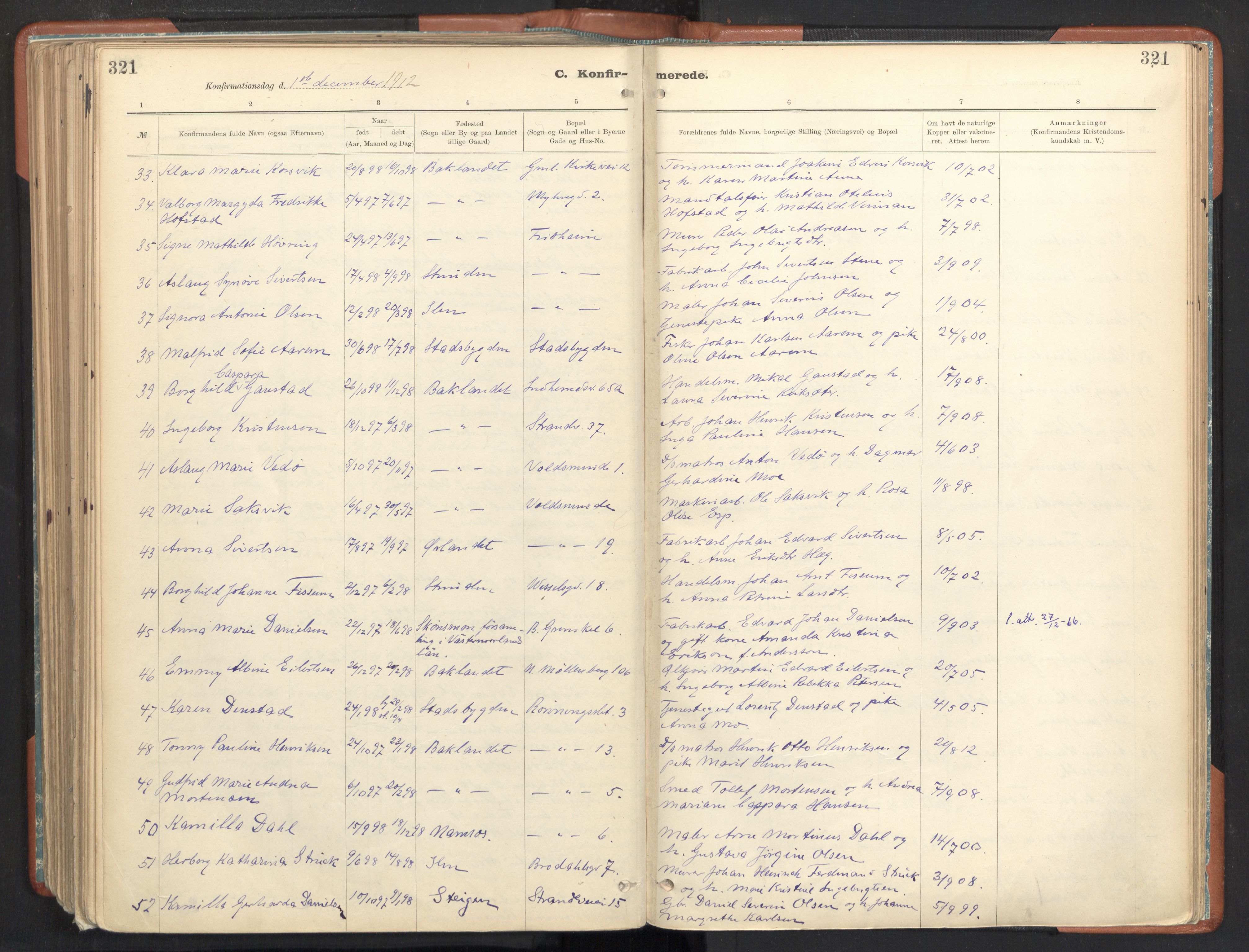 Ministerialprotokoller, klokkerbøker og fødselsregistre - Sør-Trøndelag, SAT/A-1456/605/L0243: Parish register (official) no. 605A05, 1908-1923, p. 321