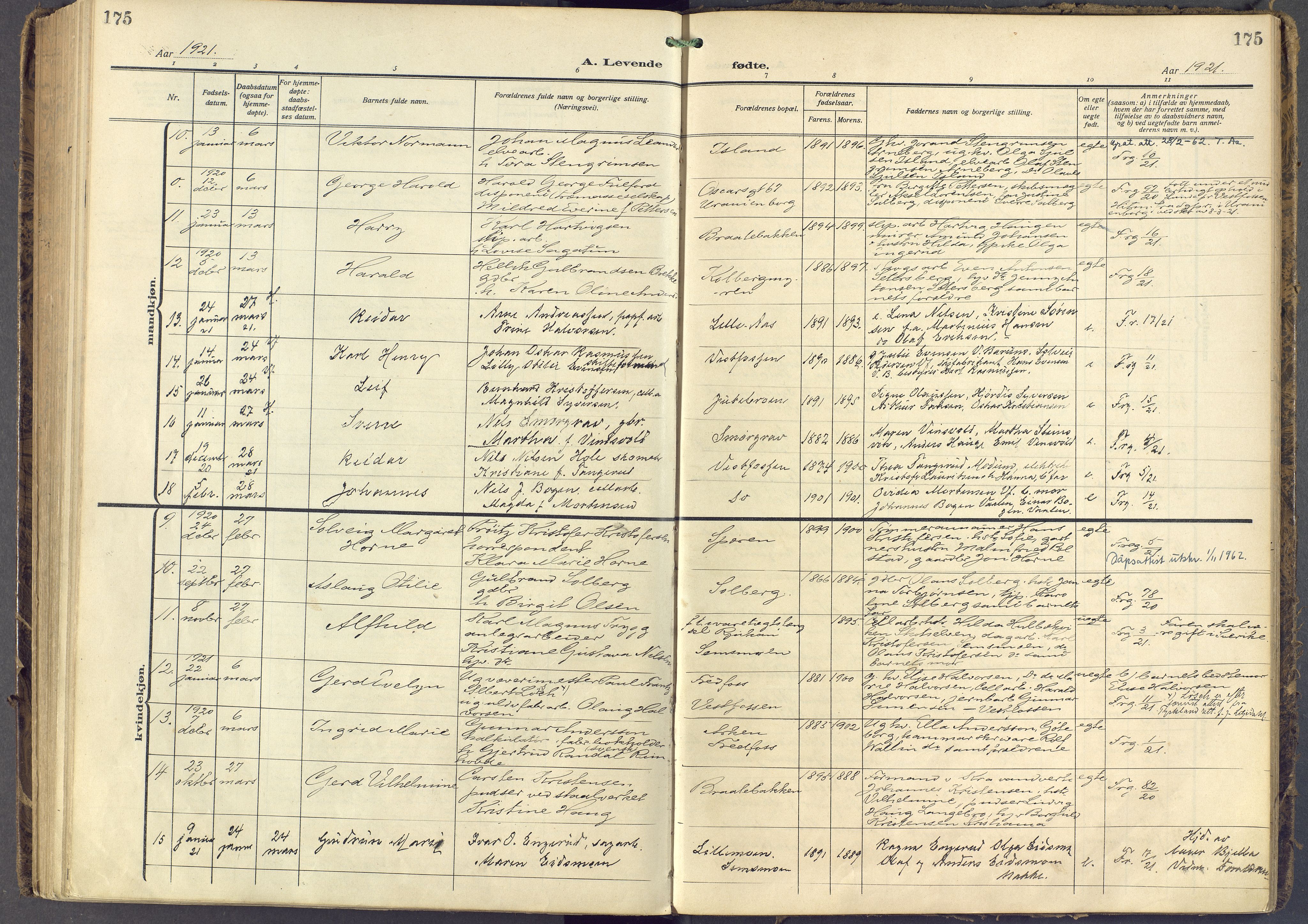 Eiker kirkebøker, AV/SAKO-A-4/F/Fb/L0009: Parish register (official) no. II 9, 1908-1923, p. 175