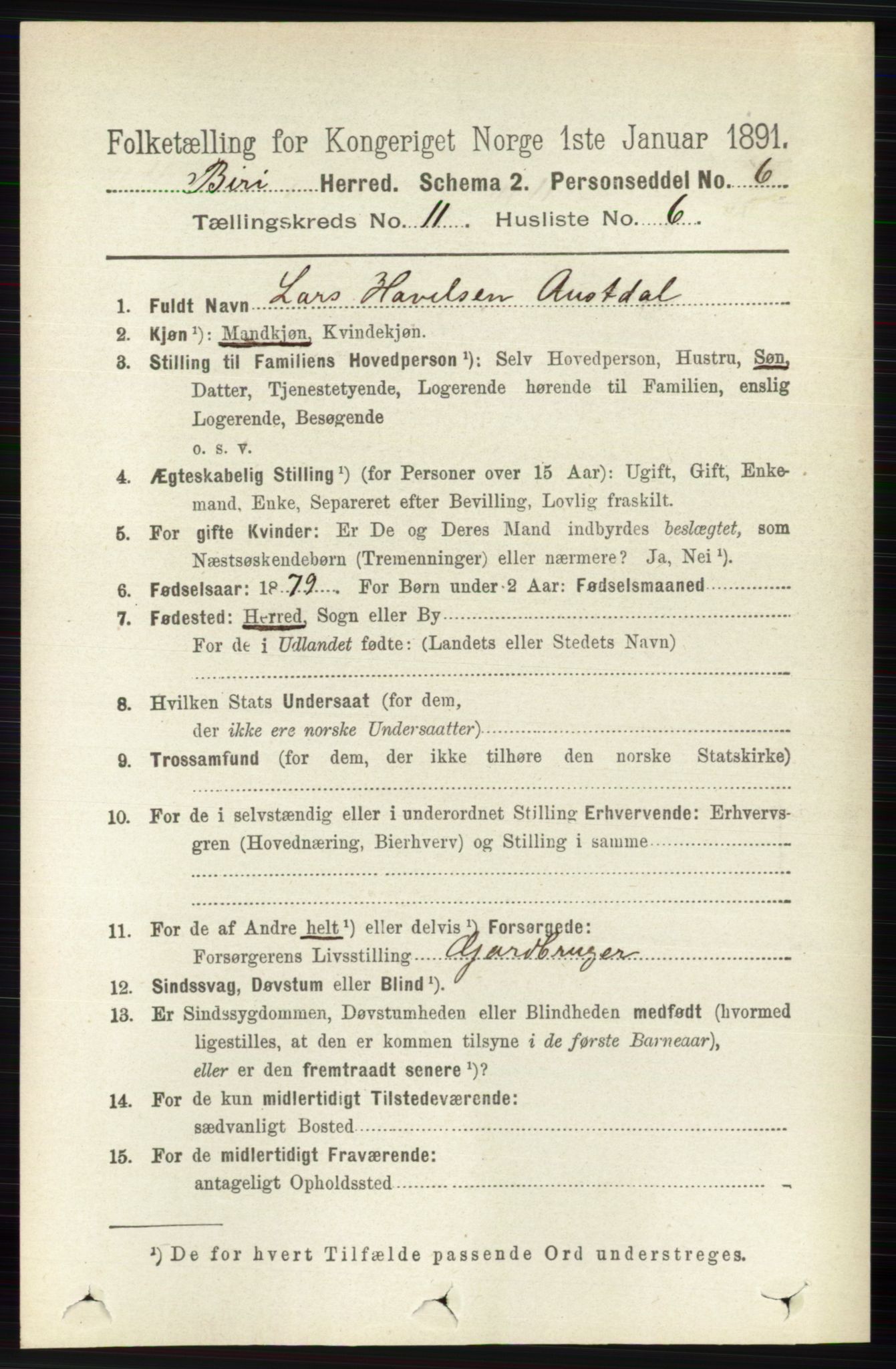 RA, 1891 census for 0525 Biri, 1891, p. 4393