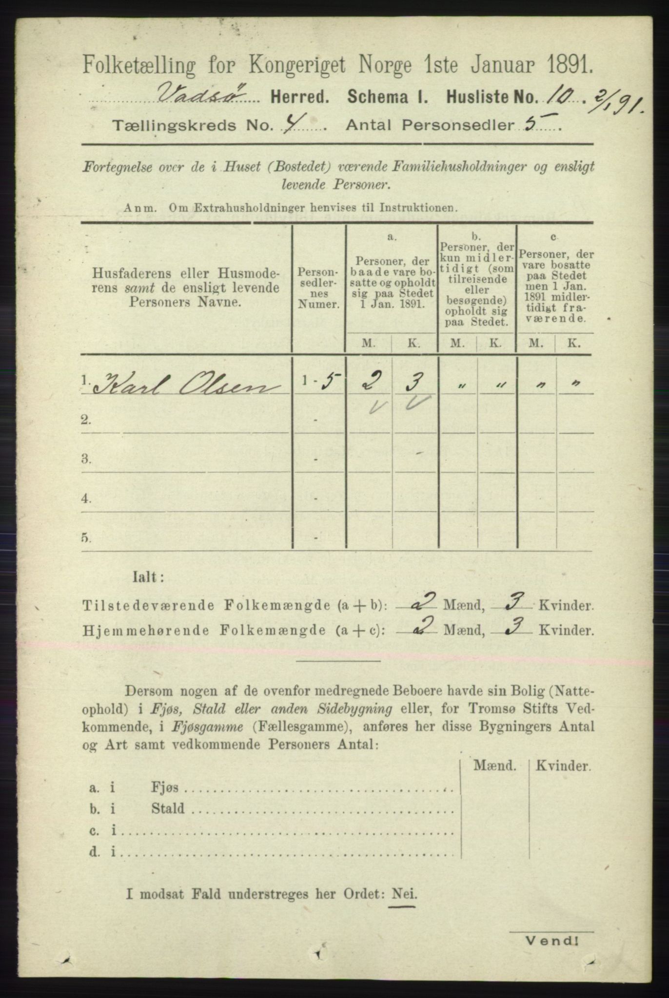 RA, 1891 census for 2029 Vadsø, 1891, p. 1153