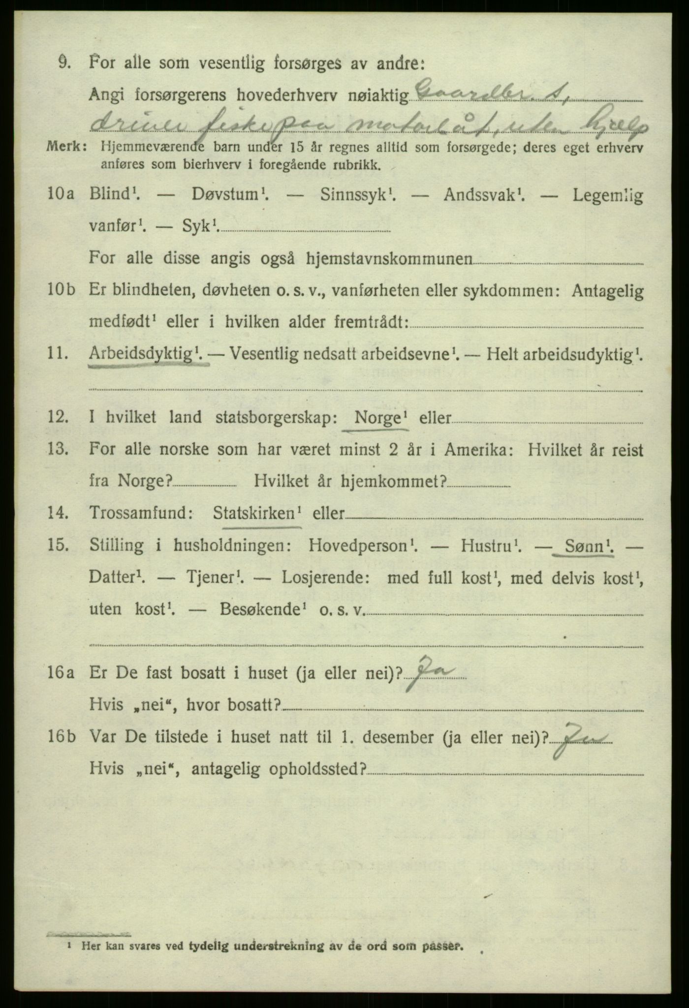 SAB, 1920 census for Selje, 1920, p. 4314