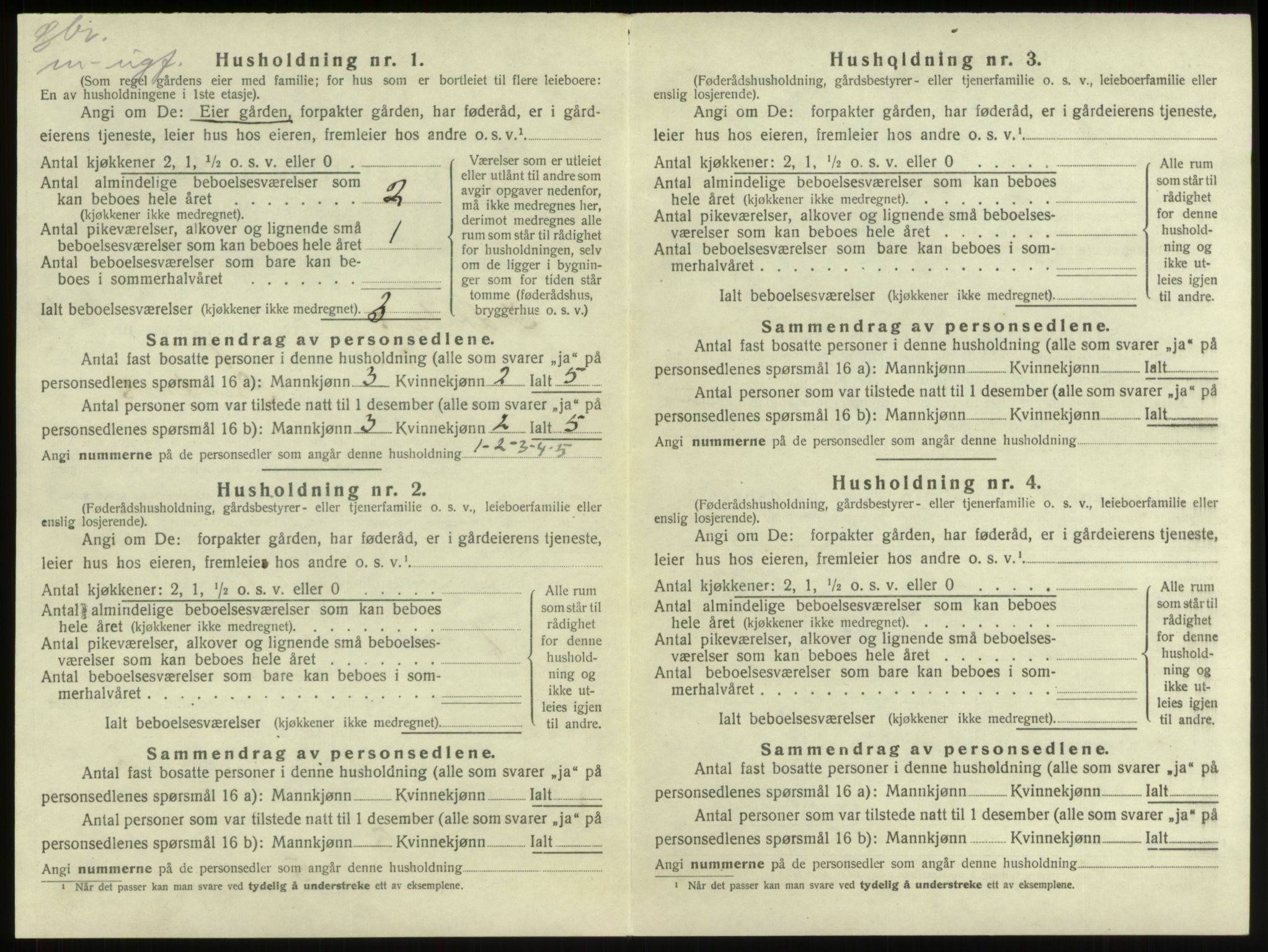 SAB, 1920 census for Innvik, 1920, p. 887