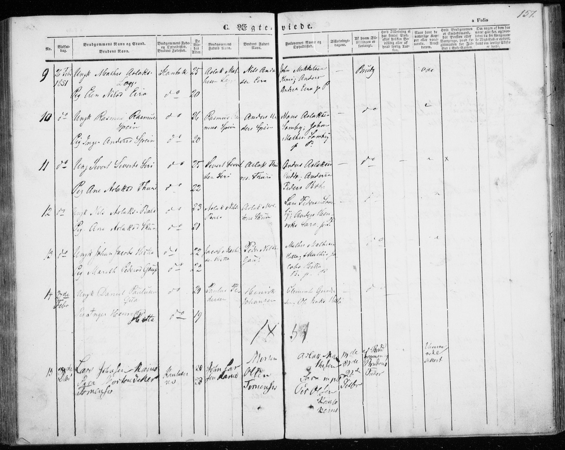 Kautokeino sokneprestembete, SATØ/S-1340/H/Ha/L0002.kirke: Parish register (official) no. 2, 1843-1861, p. 157
