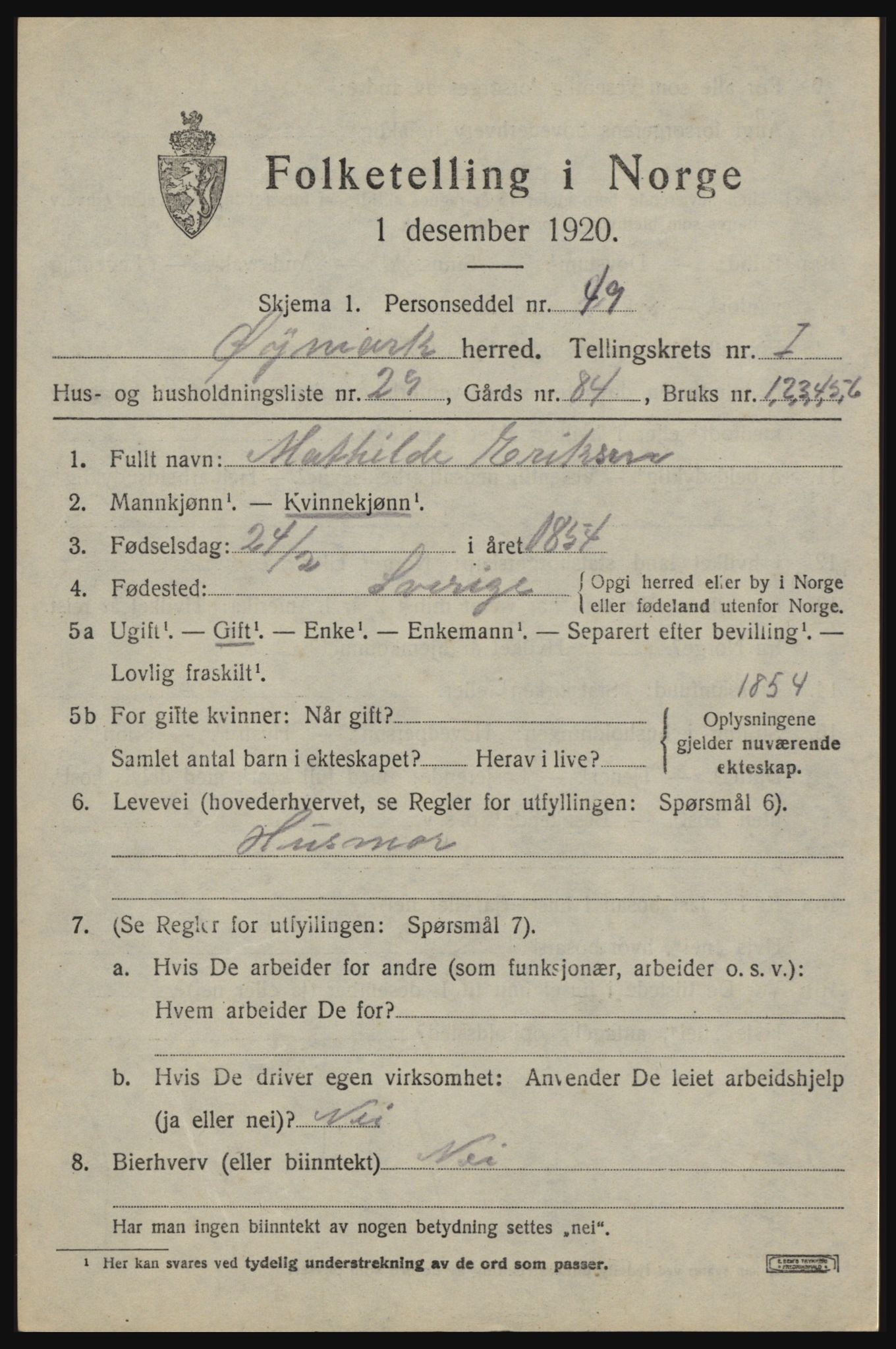 SAO, 1920 census for Øymark, 1920, p. 1063