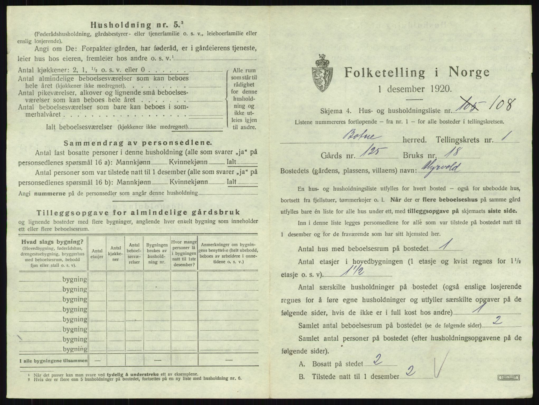 SAKO, 1920 census for Botne, 1920, p. 249