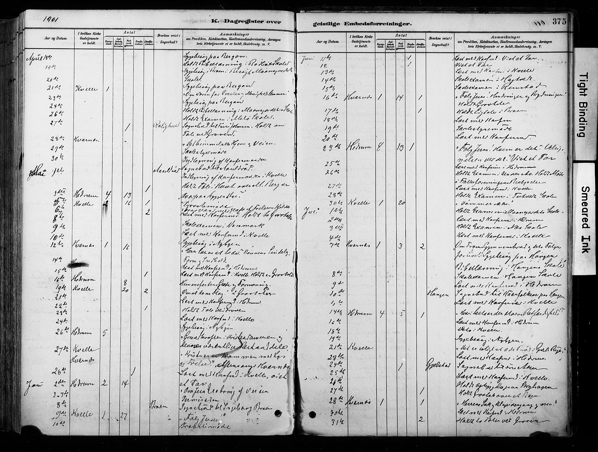 Hedrum kirkebøker, AV/SAKO-A-344/F/Fa/L0009: Parish register (official) no. I 9, 1881-1903, p. 375