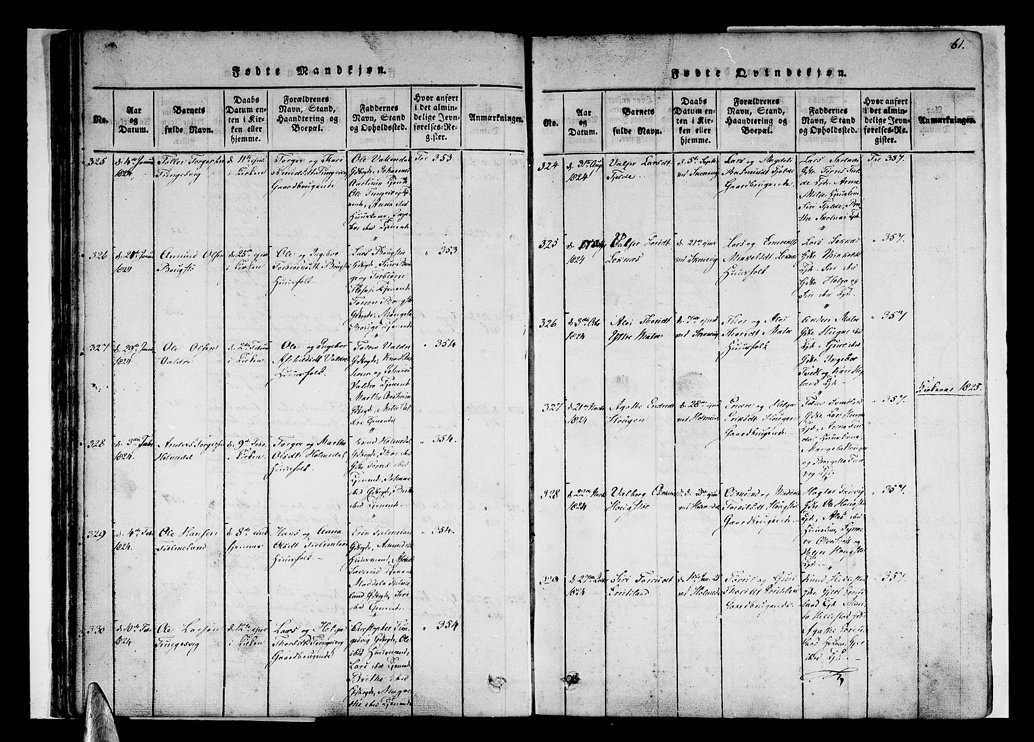 Skånevik sokneprestembete, AV/SAB-A-77801/H/Haa: Parish register (official) no. A 3, 1815-1828, p. 61