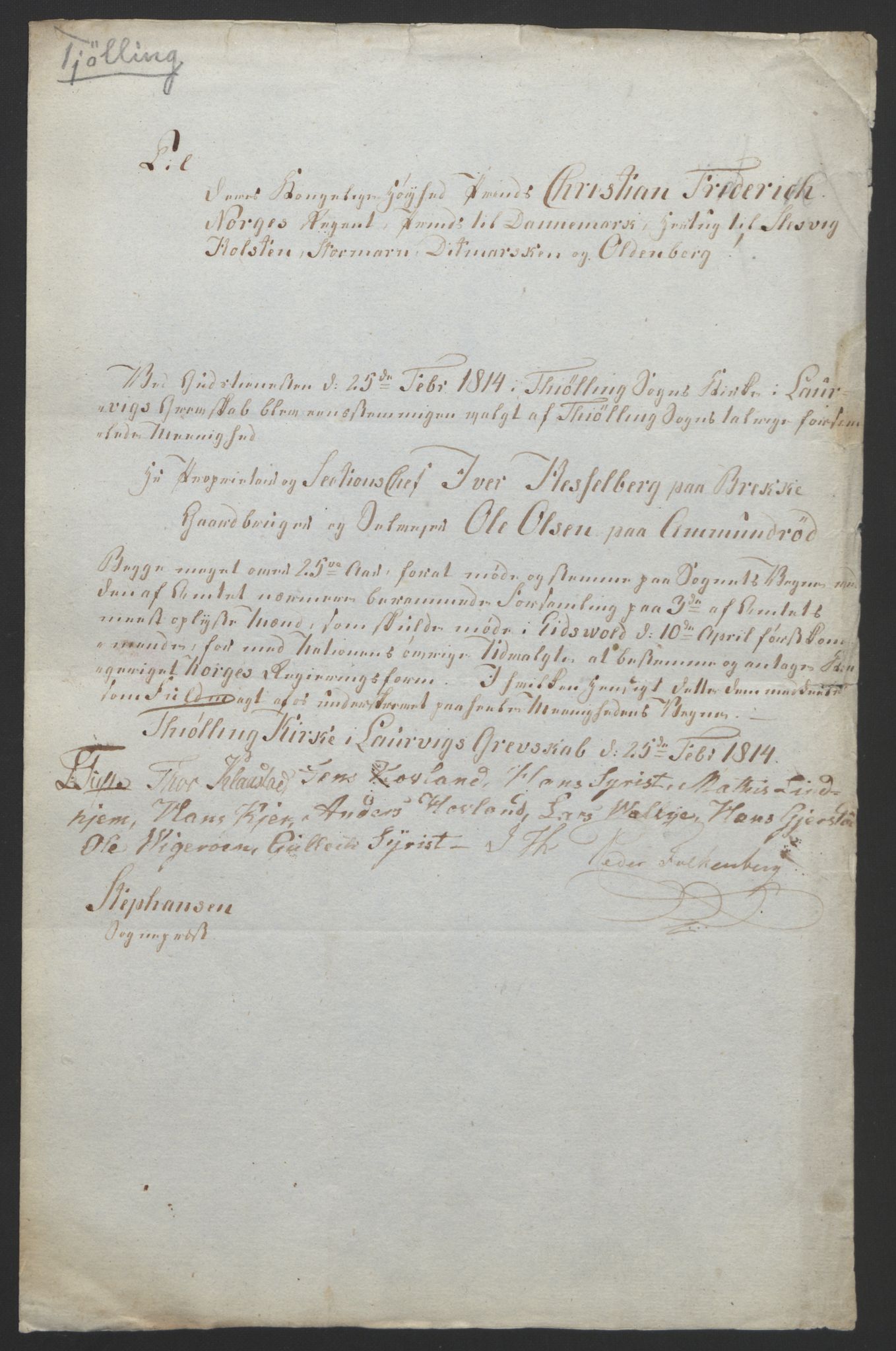 Statsrådssekretariatet, RA/S-1001/D/Db/L0008: Fullmakter for Eidsvollsrepresentantene i 1814. , 1814, p. 36