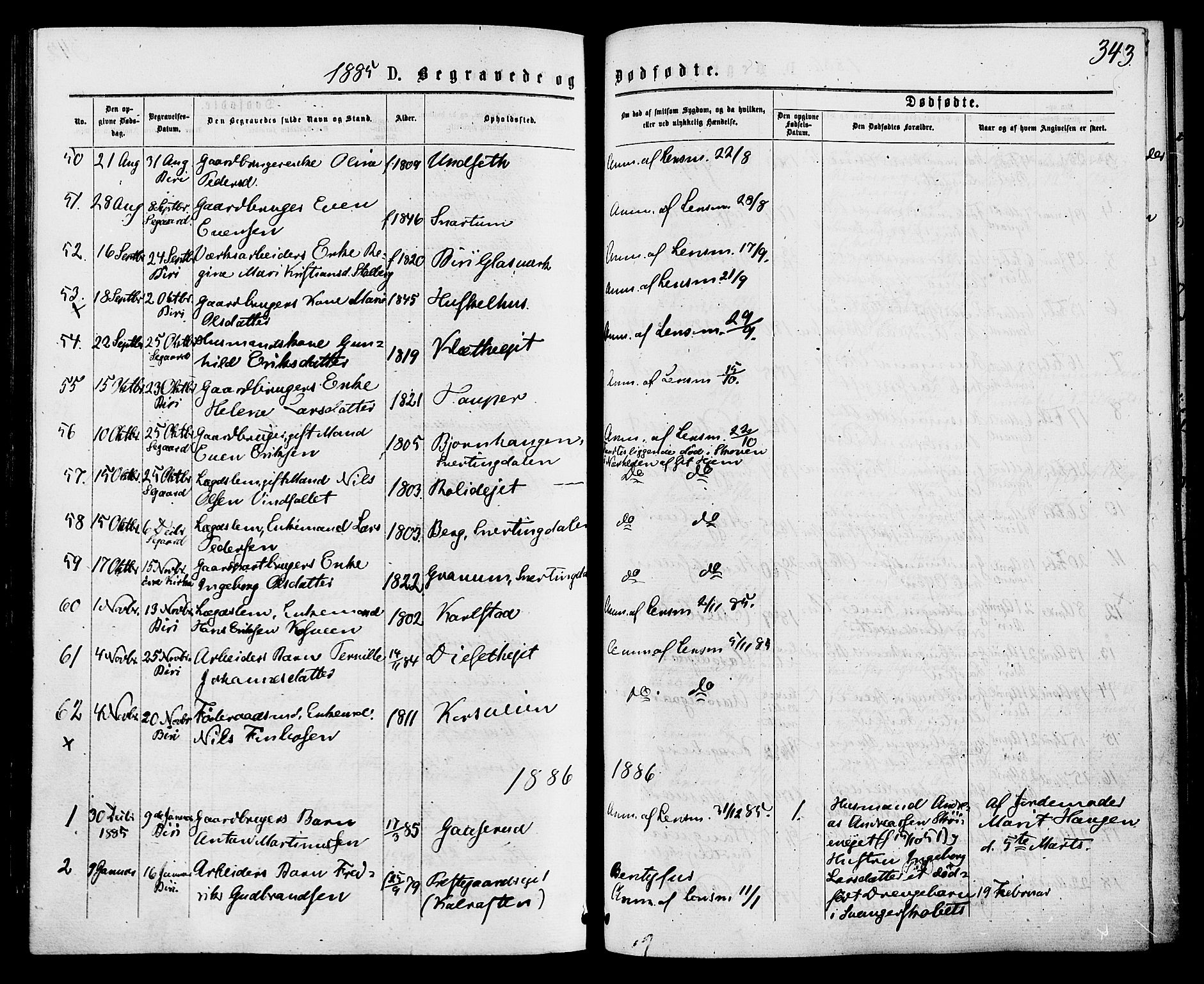 Biri prestekontor, SAH/PREST-096/H/Ha/Haa/L0006: Parish register (official) no. 6, 1877-1886, p. 343