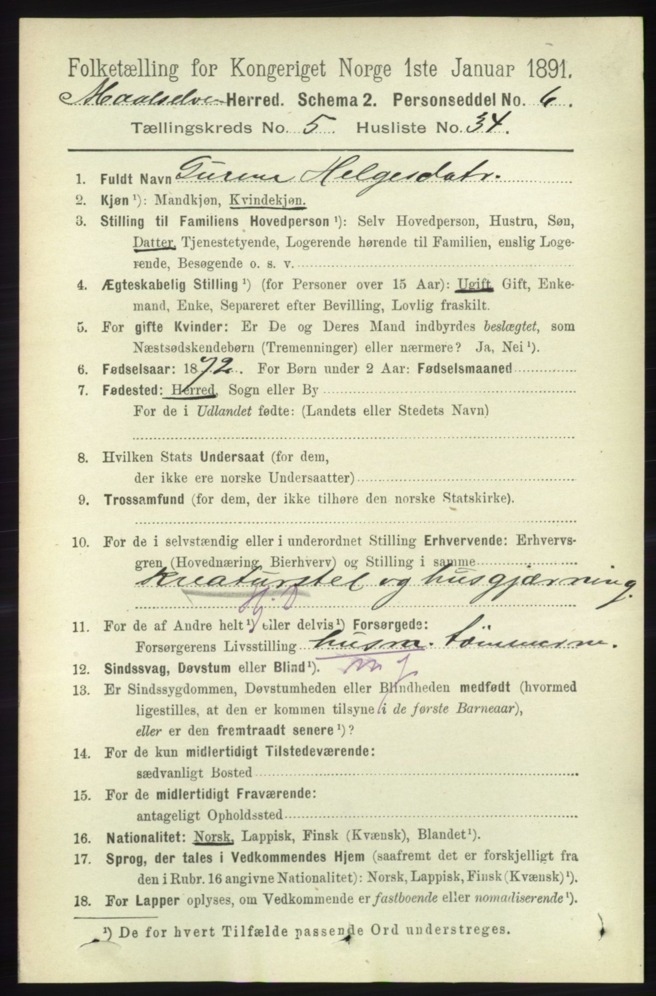 RA, 1891 census for 1924 Målselv, 1891, p. 1838