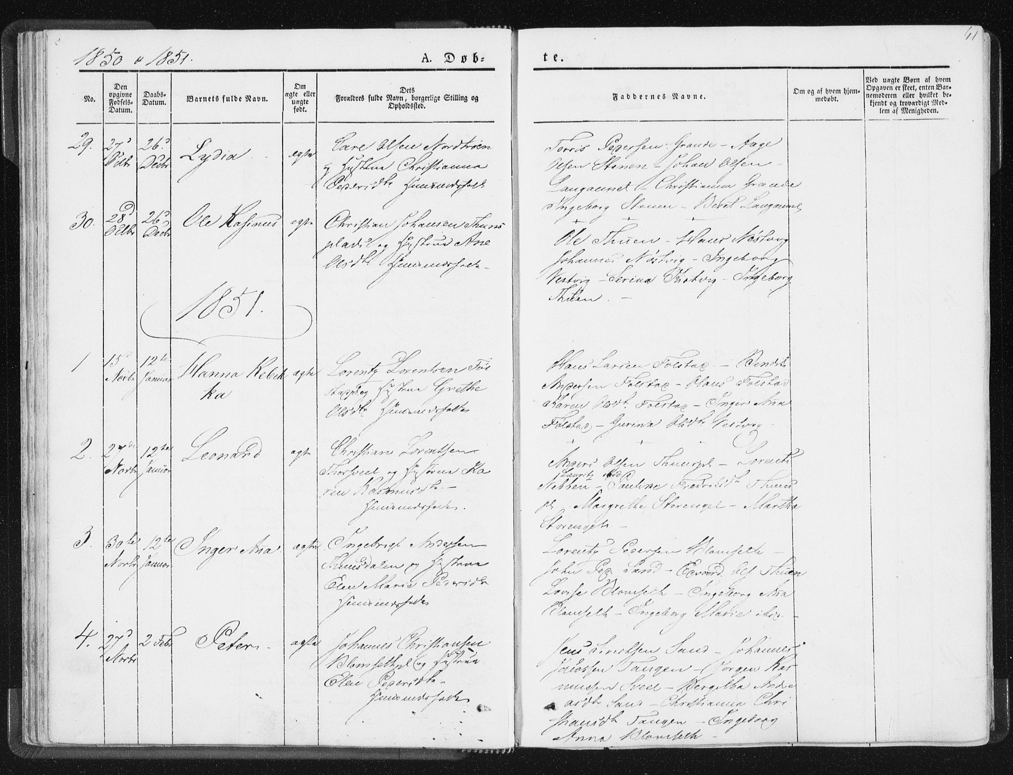 Ministerialprotokoller, klokkerbøker og fødselsregistre - Nord-Trøndelag, SAT/A-1458/744/L0418: Parish register (official) no. 744A02, 1843-1866, p. 41