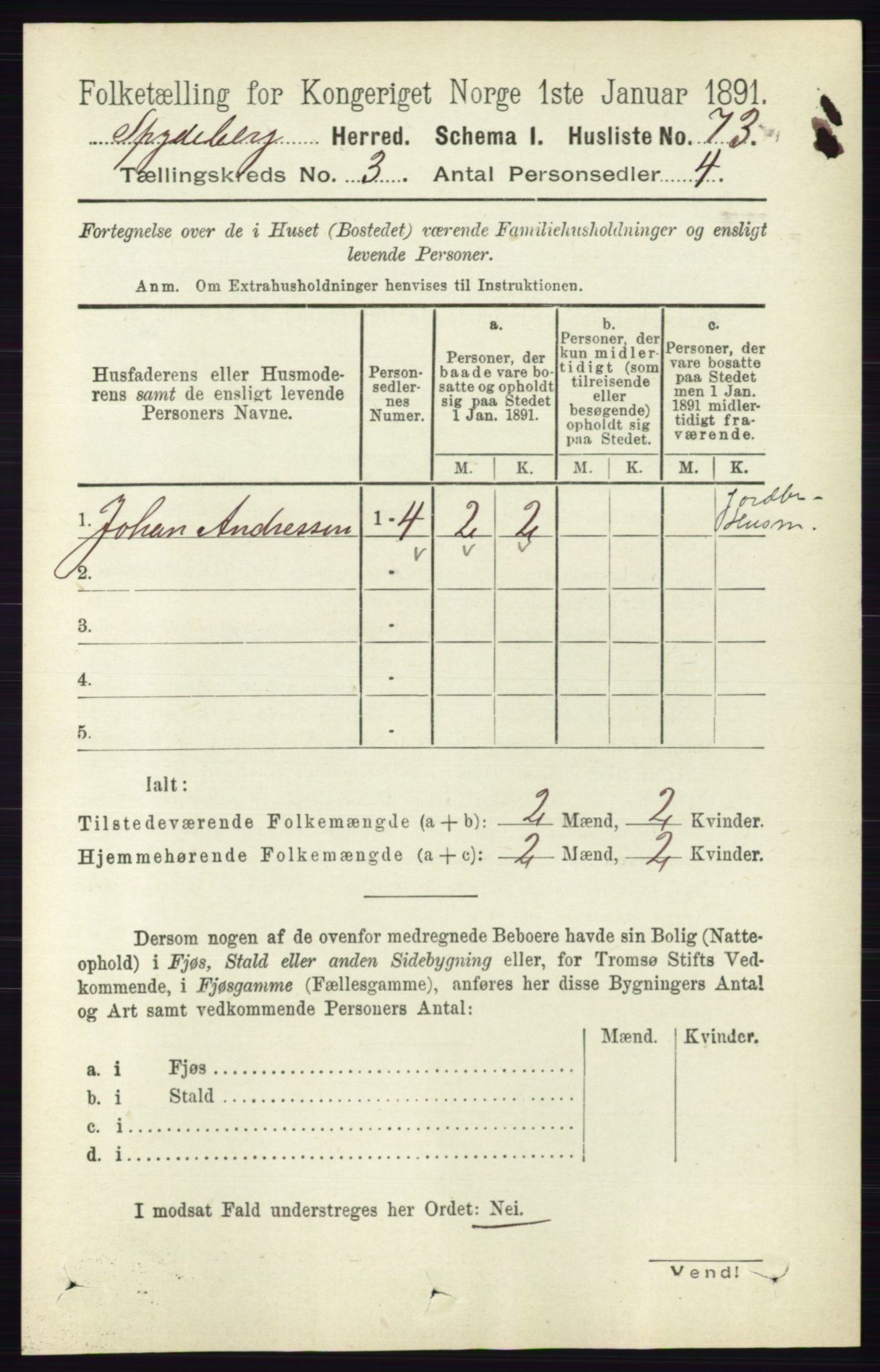 RA, 1891 census for 0123 Spydeberg, 1891, p. 1215