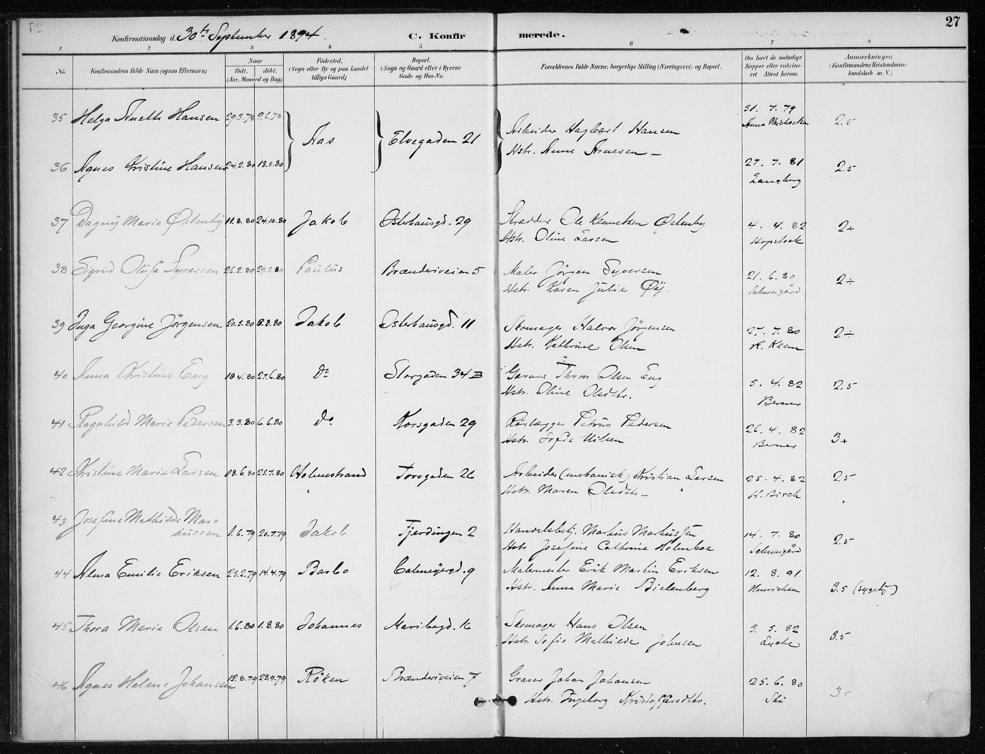Jakob prestekontor Kirkebøker, AV/SAO-A-10850/F/Fa/L0008: Parish register (official) no. 8, 1892-1924, p. 27