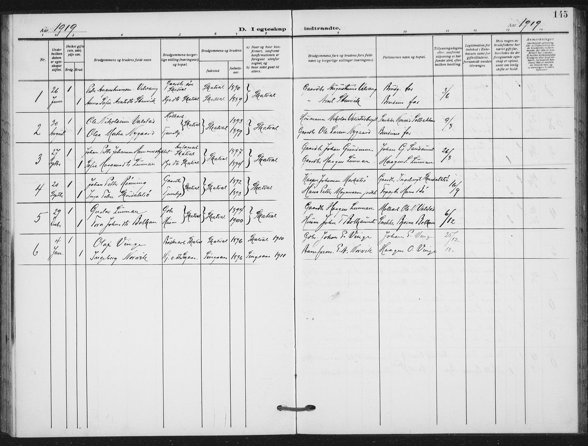 Ministerialprotokoller, klokkerbøker og fødselsregistre - Nord-Trøndelag, SAT/A-1458/712/L0102: Parish register (official) no. 712A03, 1916-1929, p. 145