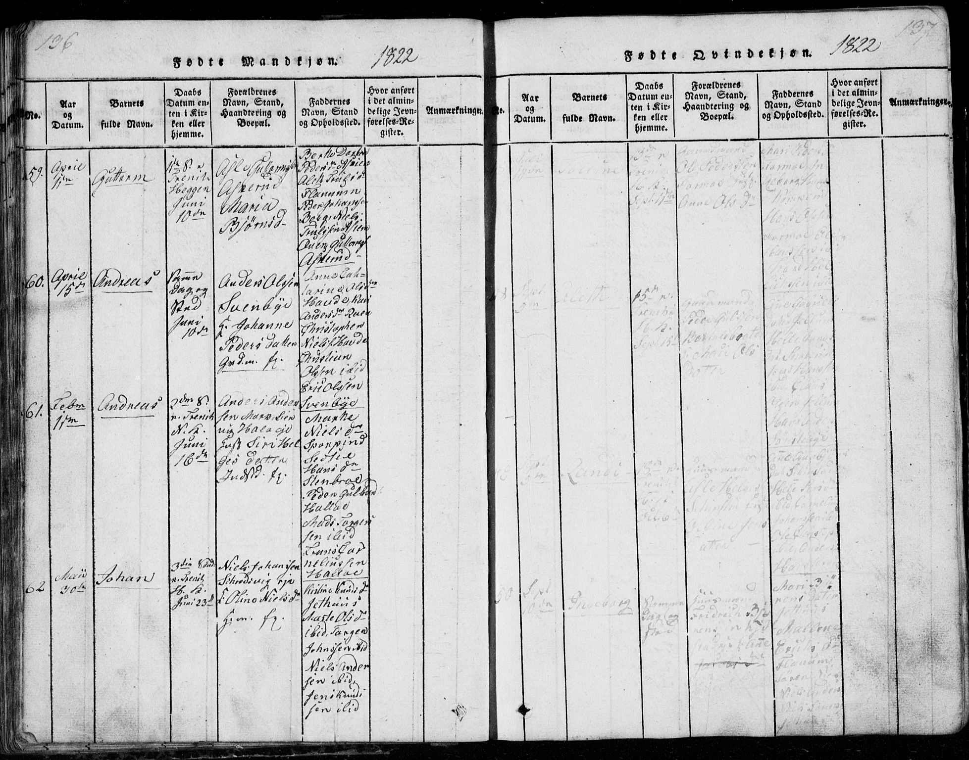 Modum kirkebøker, AV/SAKO-A-234/G/Ga/L0001: Parish register (copy) no. I 1, 1818-1824, p. 136-137