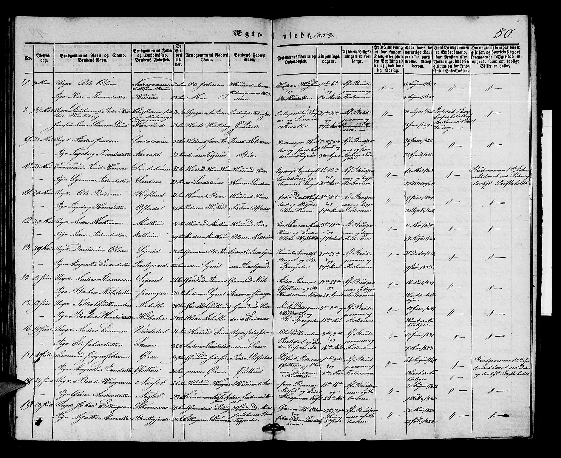 Lærdal sokneprestembete, AV/SAB-A-81201: Parish register (official) no. A 8, 1834-1853, p. 50