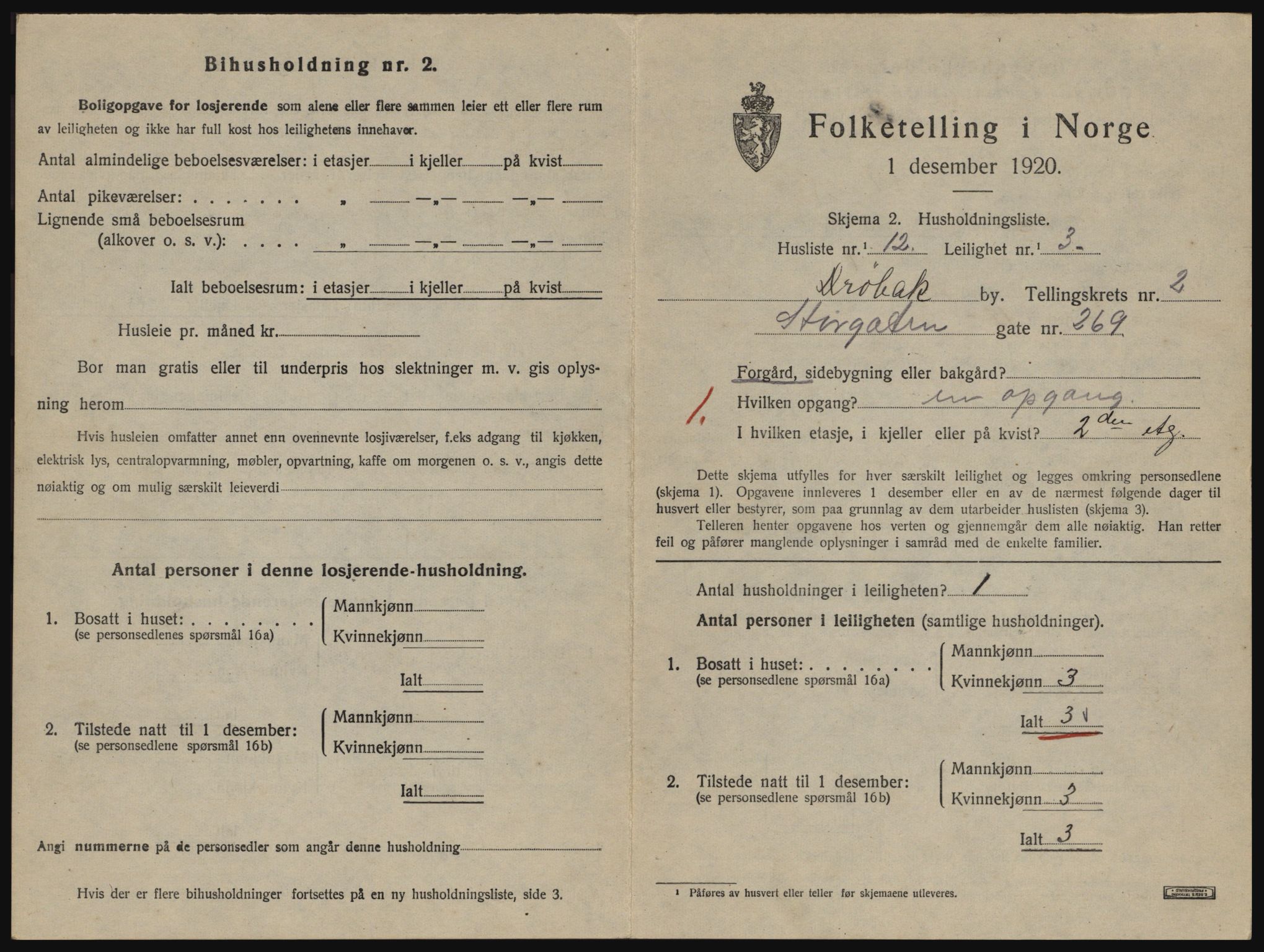 SAO, 1920 census for Drøbak, 1920, p. 961