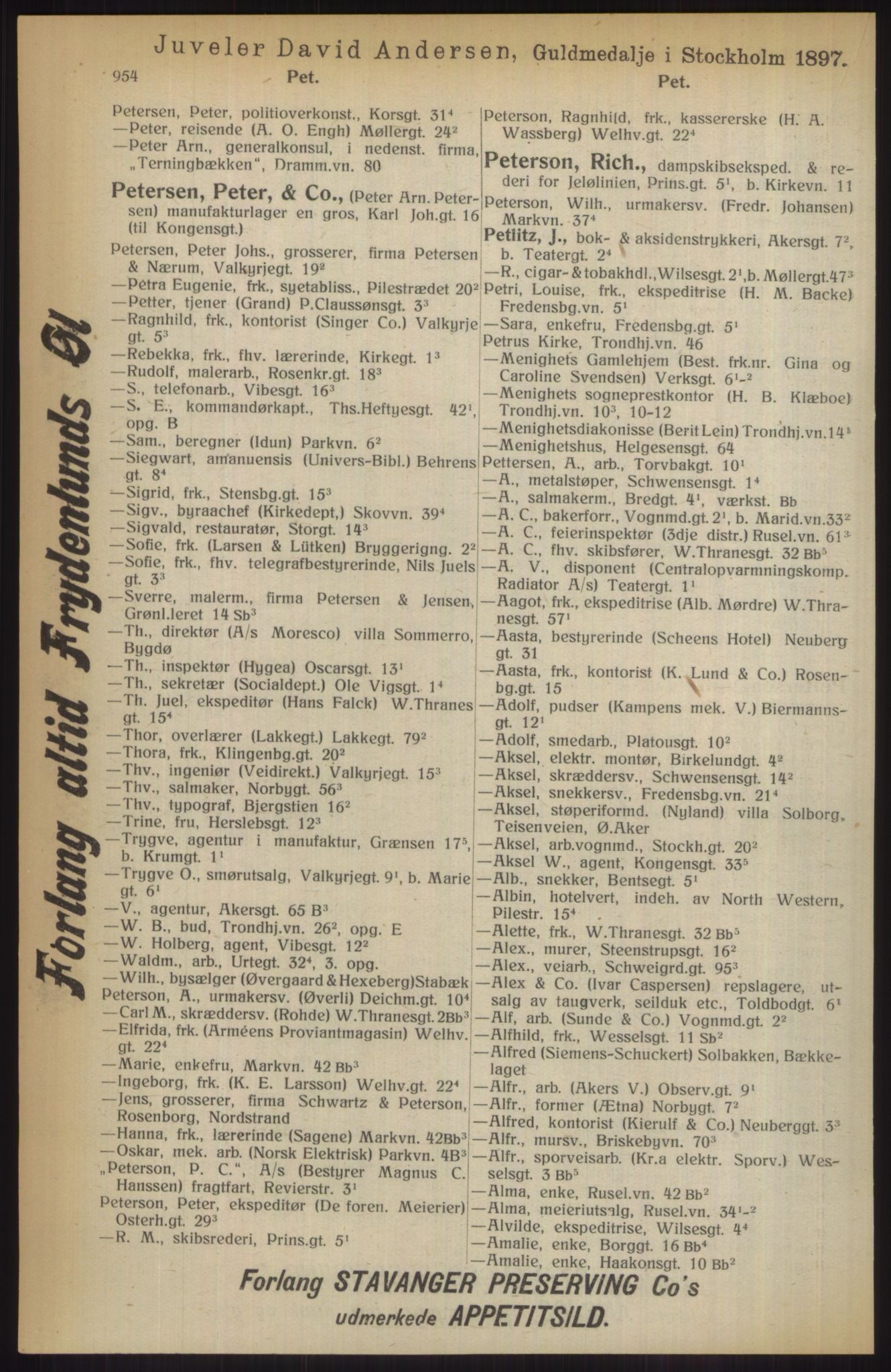 Kristiania/Oslo adressebok, PUBL/-, 1914, p. 954