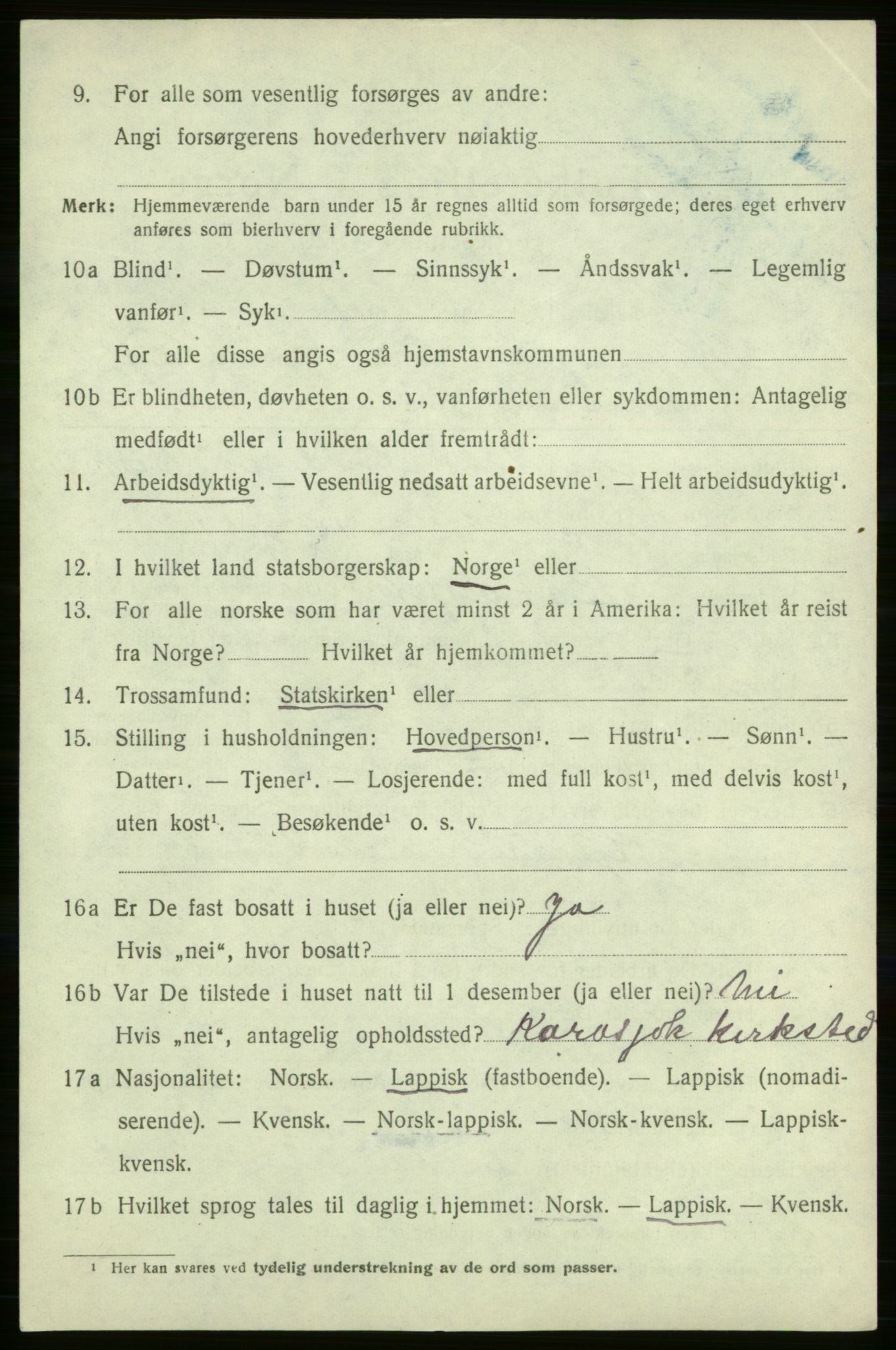 SATØ, 1920 census for Karasjok, 1920, p. 1791