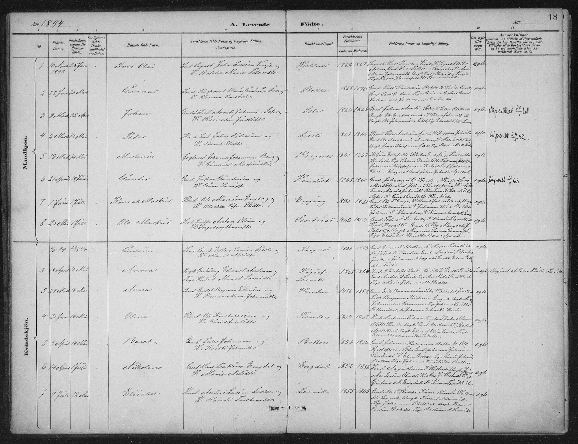 Ministerialprotokoller, klokkerbøker og fødselsregistre - Møre og Romsdal, AV/SAT-A-1454/580/L0925: Parish register (official) no. 580A02, 1888-1913, p. 18