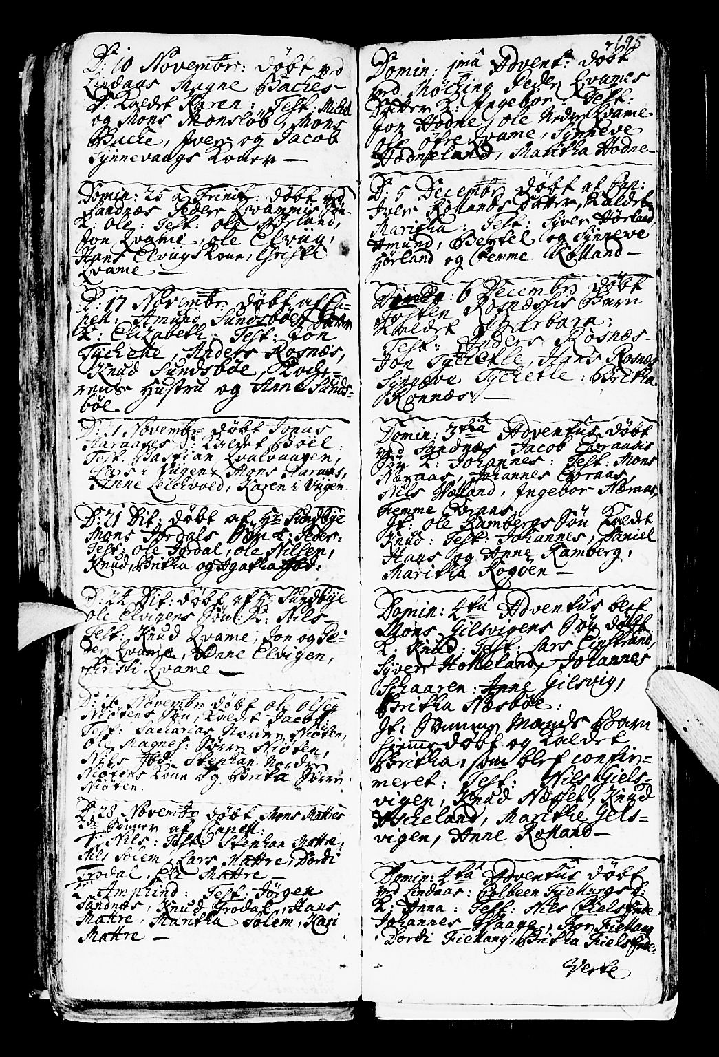 Lindås Sokneprestembete, SAB/A-76701/H/Haa: Parish register (official) no. A 1, 1699-1746, p. 195