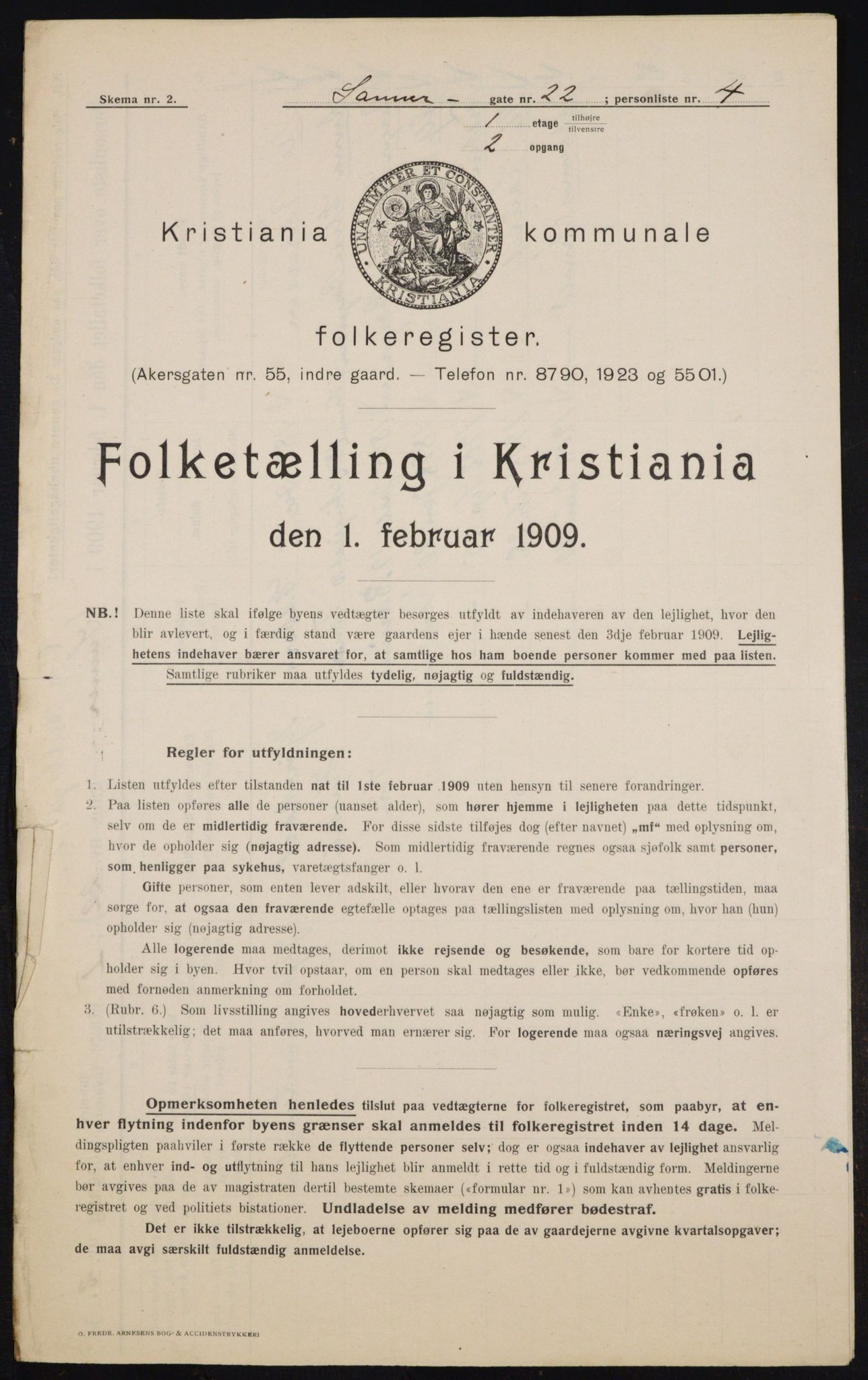 OBA, Municipal Census 1909 for Kristiania, 1909, p. 68225