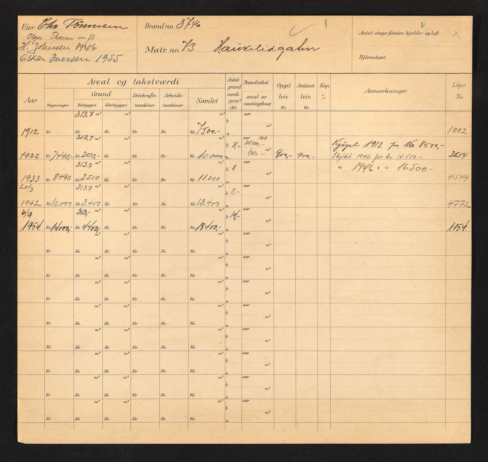 Stavanger kommune. Skattetakstvesenet, BYST/A-0440/F/Fa/Faa/L0017/0003: Skattetakstkort / Haukeligata 71 - Hellelandsveien 13