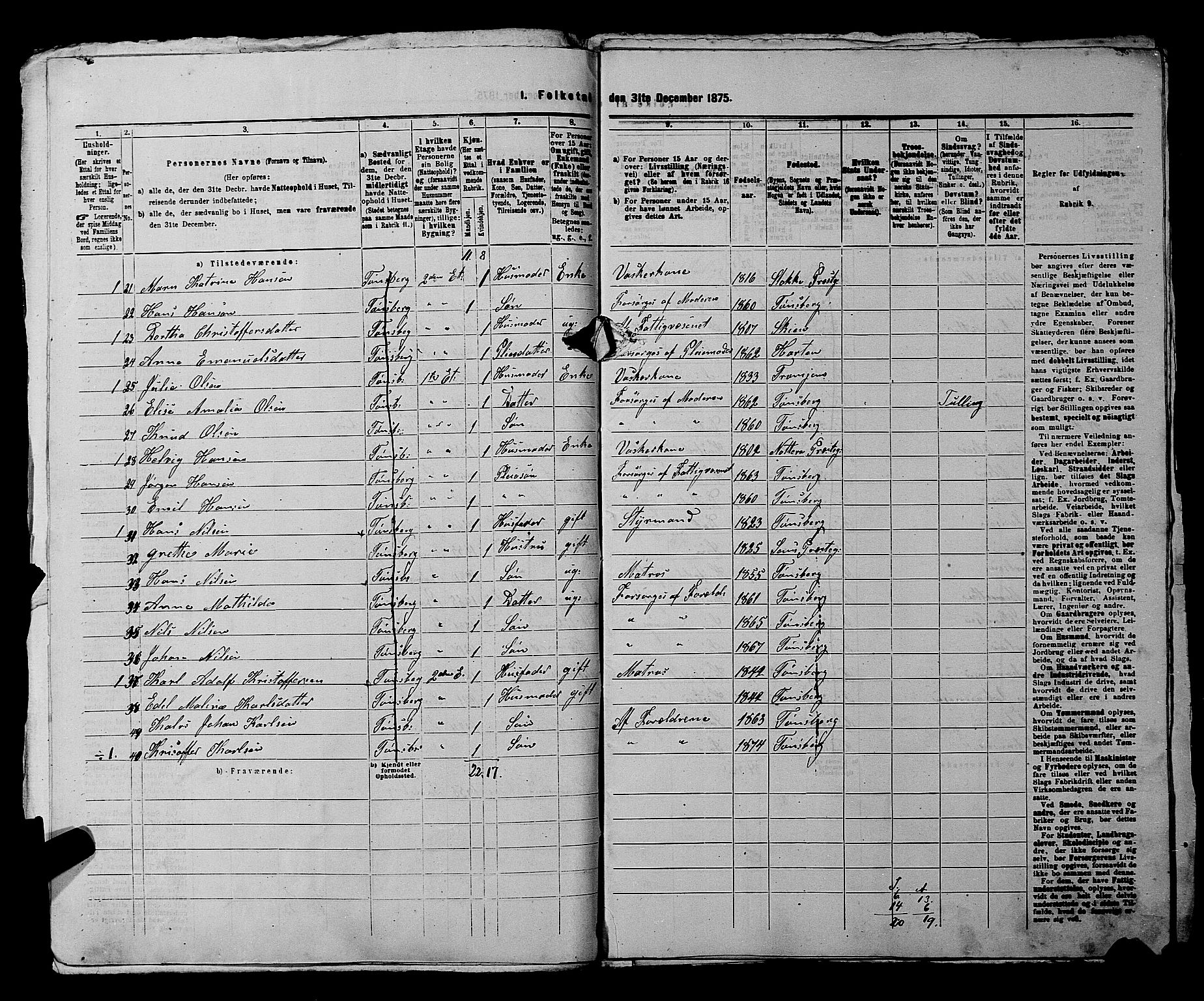 SAKO, 1875 census for 0705P Tønsberg, 1875, p. 905