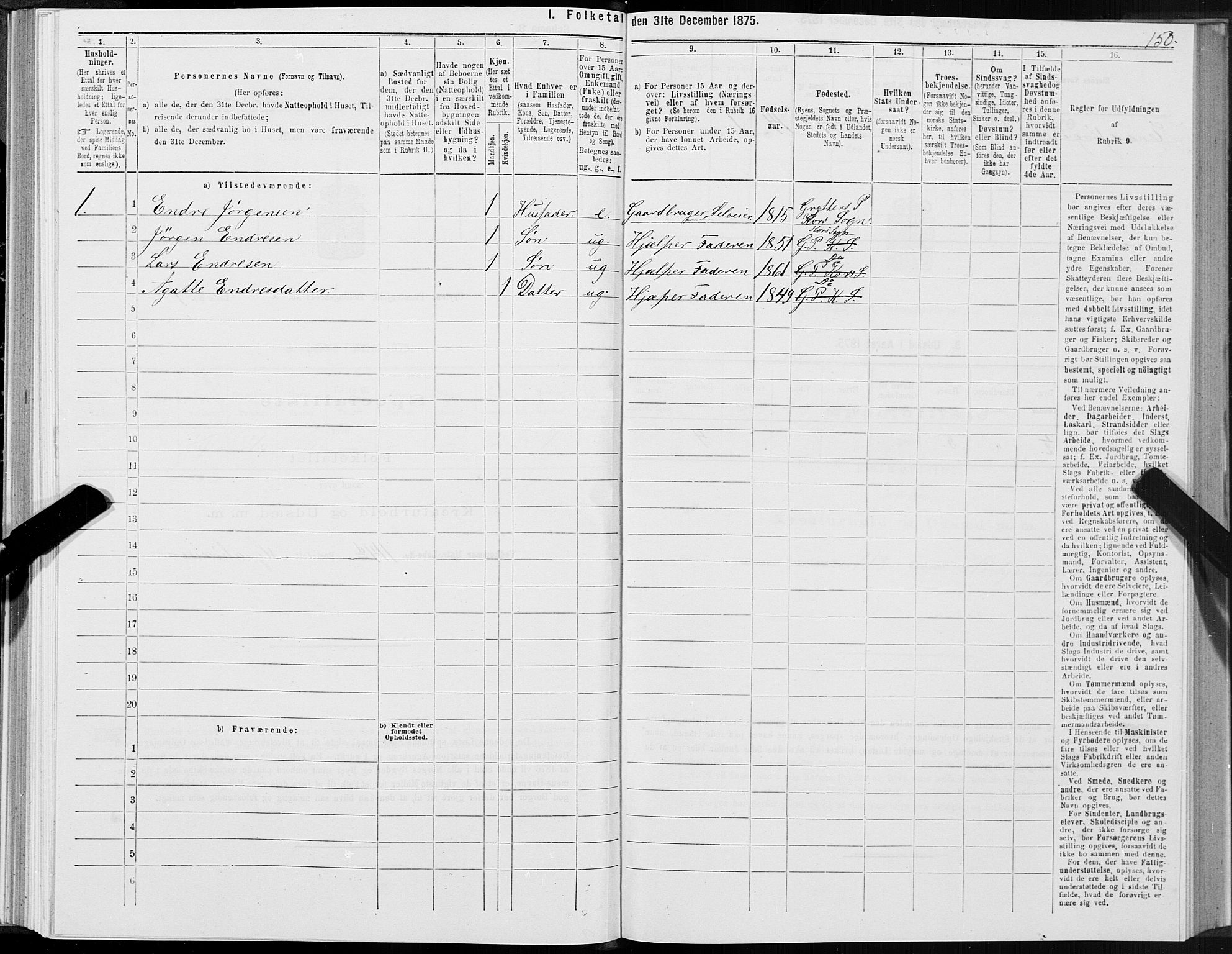 SAT, 1875 census for 1539P Grytten, 1875, p. 1150