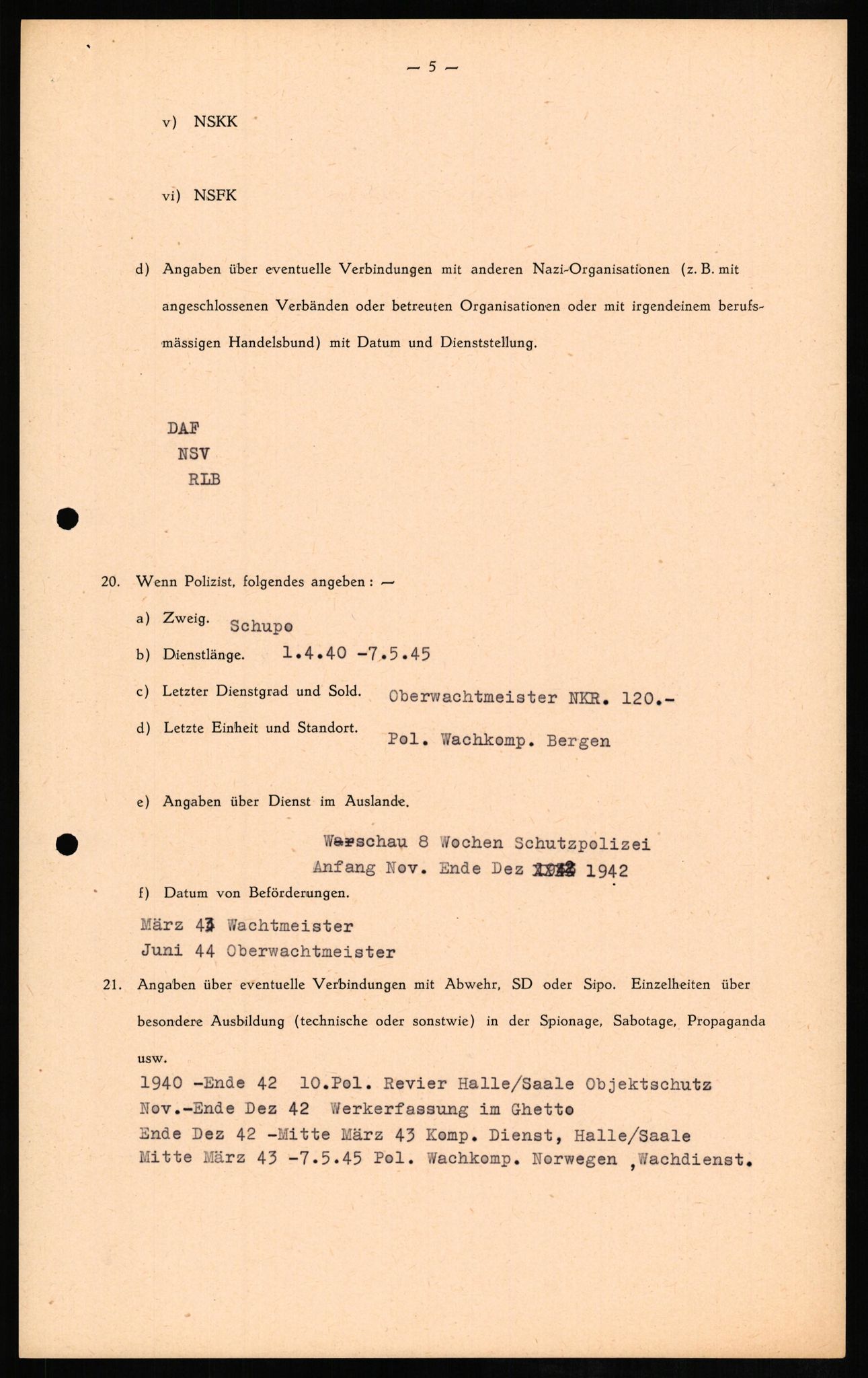 Forsvaret, Forsvarets overkommando II, AV/RA-RAFA-3915/D/Db/L0009: CI Questionaires. Tyske okkupasjonsstyrker i Norge. Tyskere., 1945-1946, p. 352