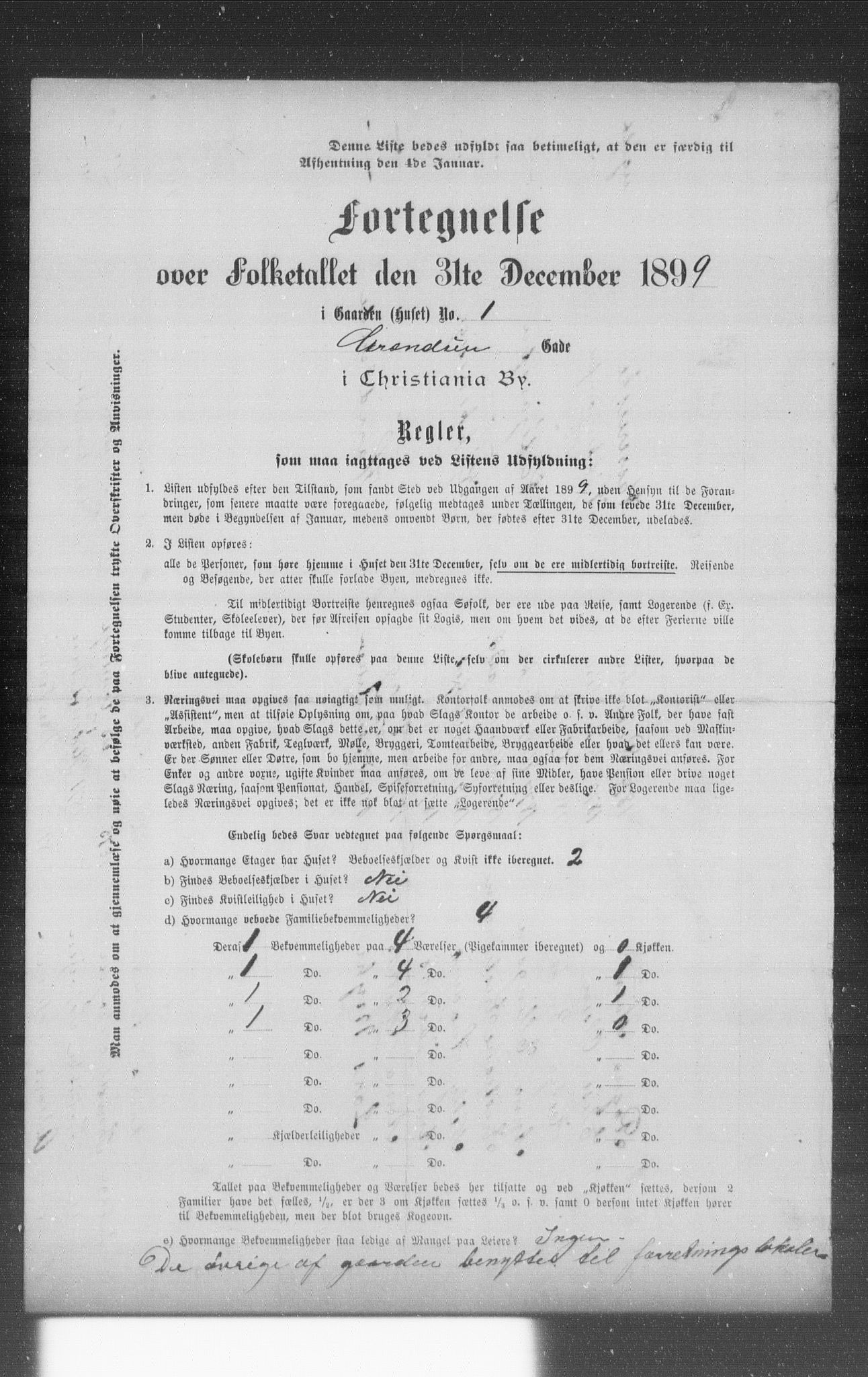 OBA, Municipal Census 1899 for Kristiania, 1899, p. 3955