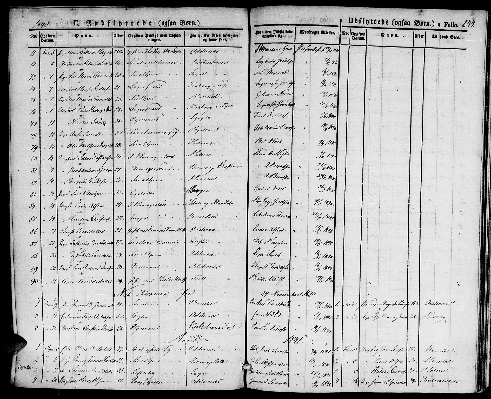 Kristiansand domprosti, SAK/1112-0006/F/Fa/L0011: Parish register (official) no. A 11, 1827-1841, p. 644