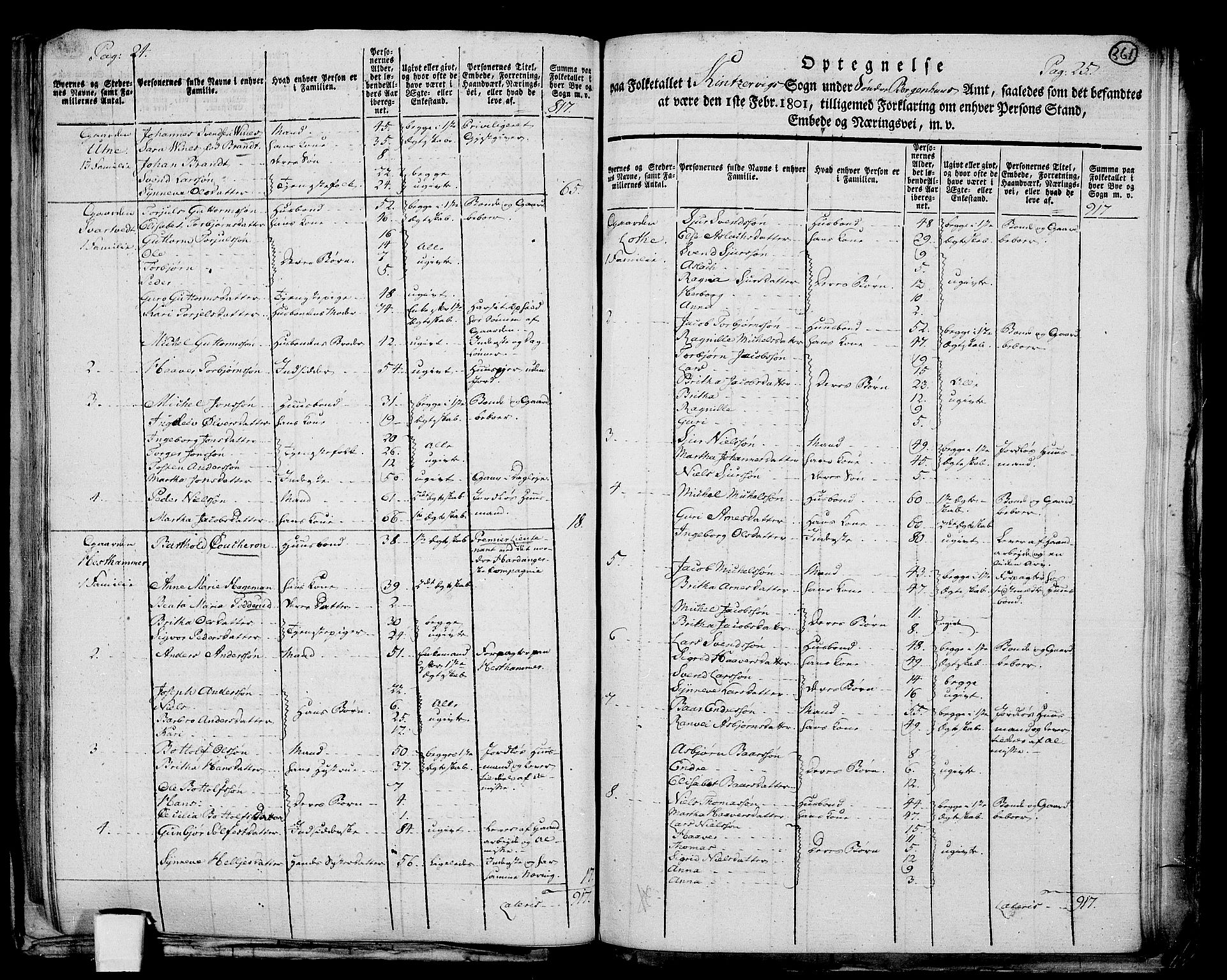 RA, 1801 census for 1230P Kinsarvik, 1801, p. 360b-361a