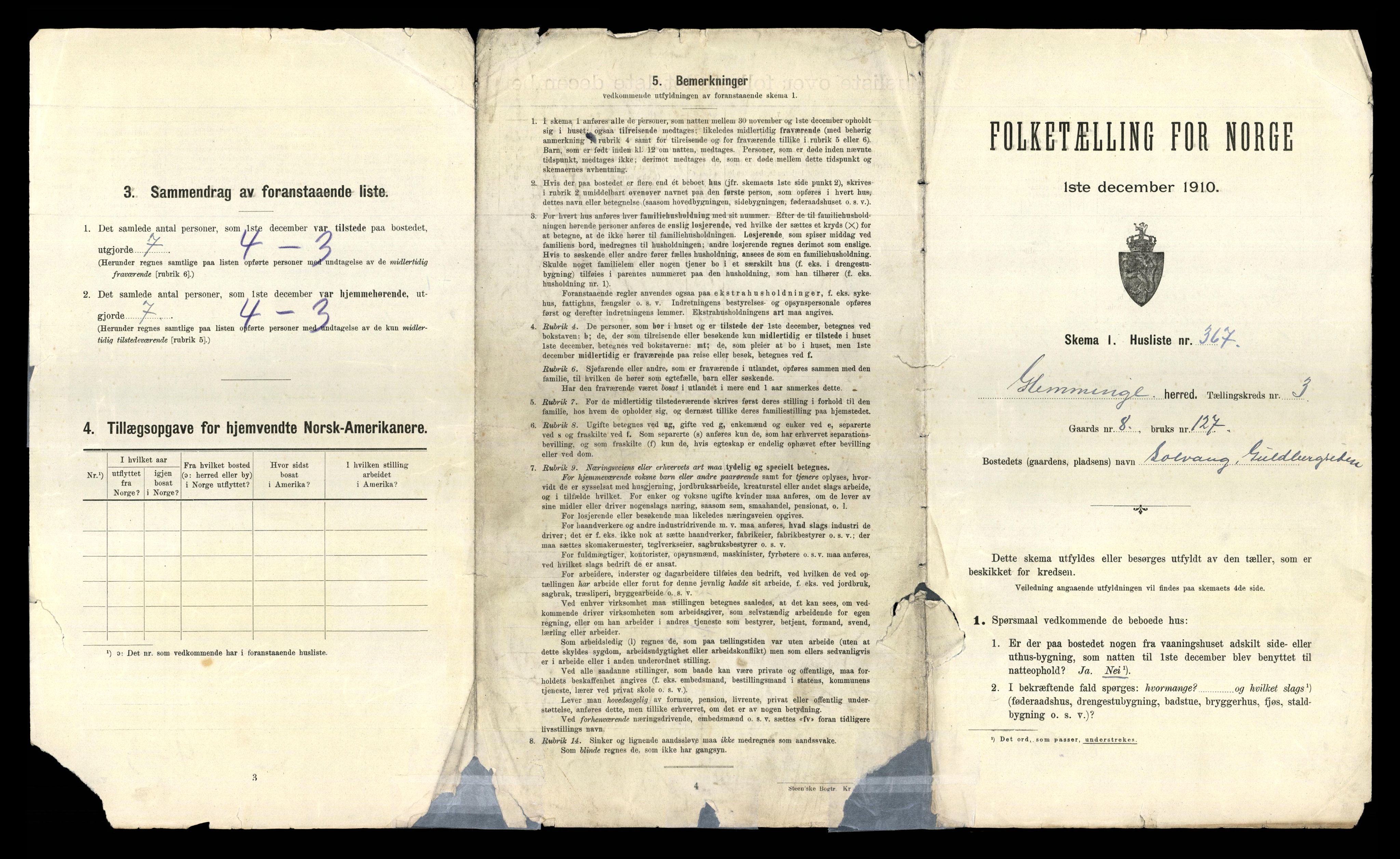 RA, 1910 census for Glemmen, 1910, p. 1590